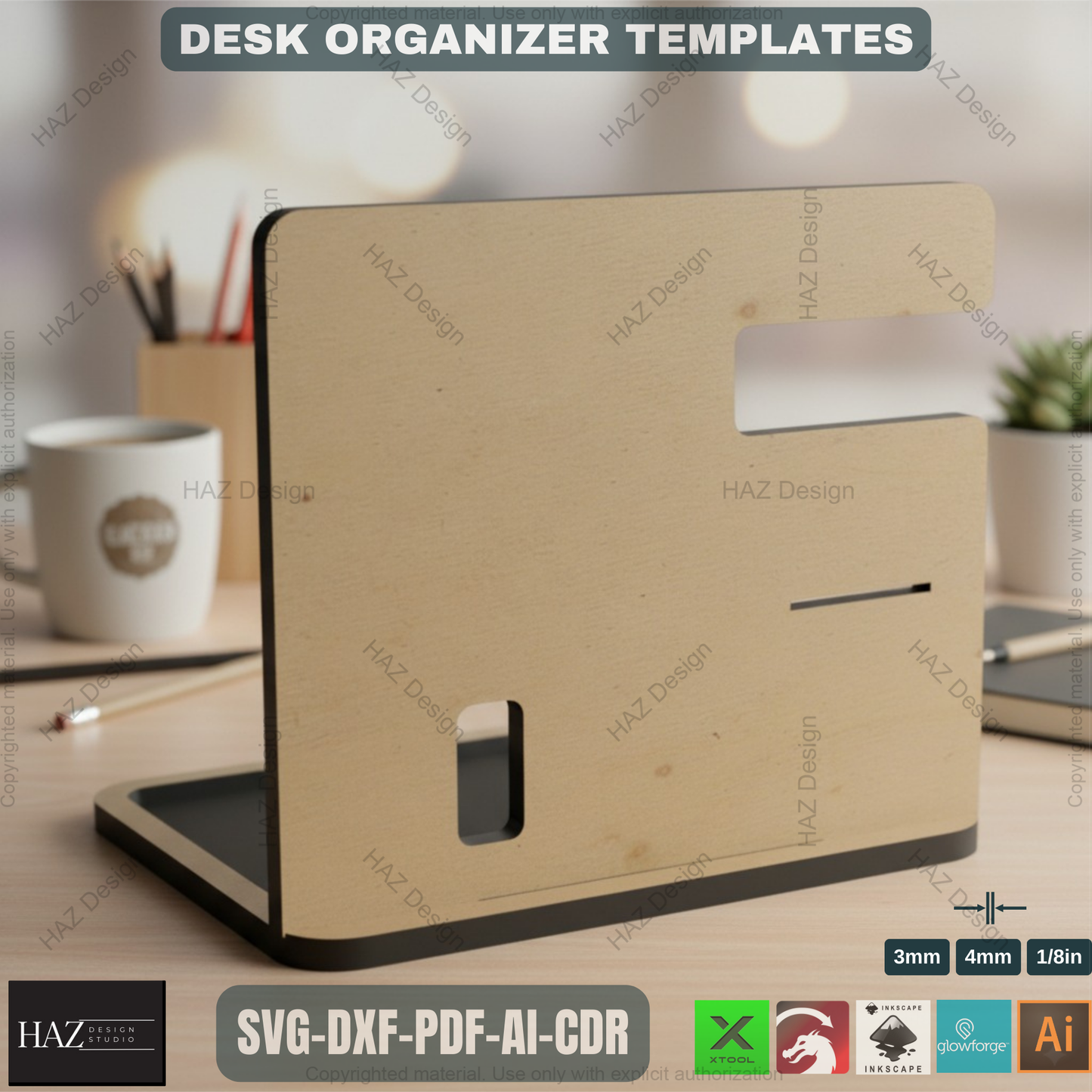 Customizable Docking Station for Dad - Stylish Bedside and Desk Organizer - Phone Holder Laser cut SVG Files 183