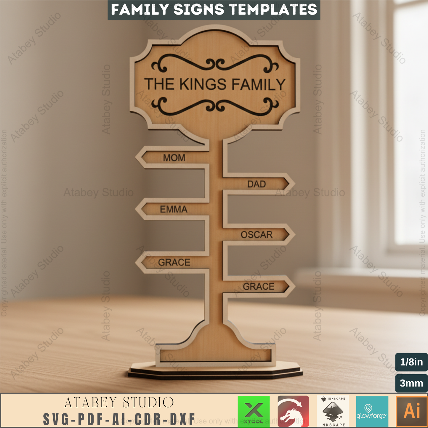Personalized North Pole Family Sign - Custom Christmas Keepsake Decor Laser Template for Festive Home 744