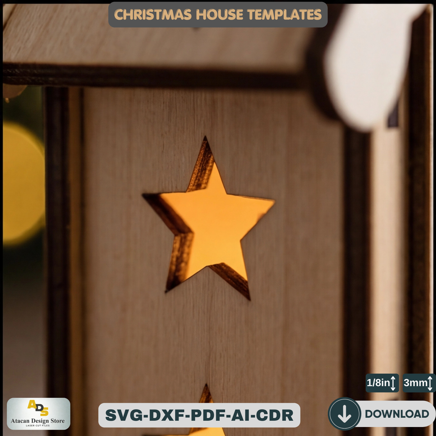 Christmas House Lantern Gnome Tealight Holder Template Holiday Decor DIY Festive Ornament
