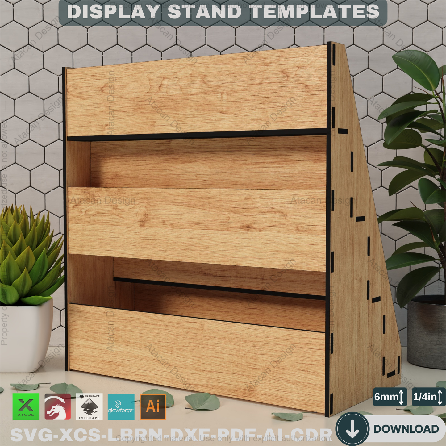 Laser Cut Retail Display Stand - 4 Tier Market Shelves, Digital Files,Retail Display Stand - Laser Cut Plans, Trading Market Shelves 863