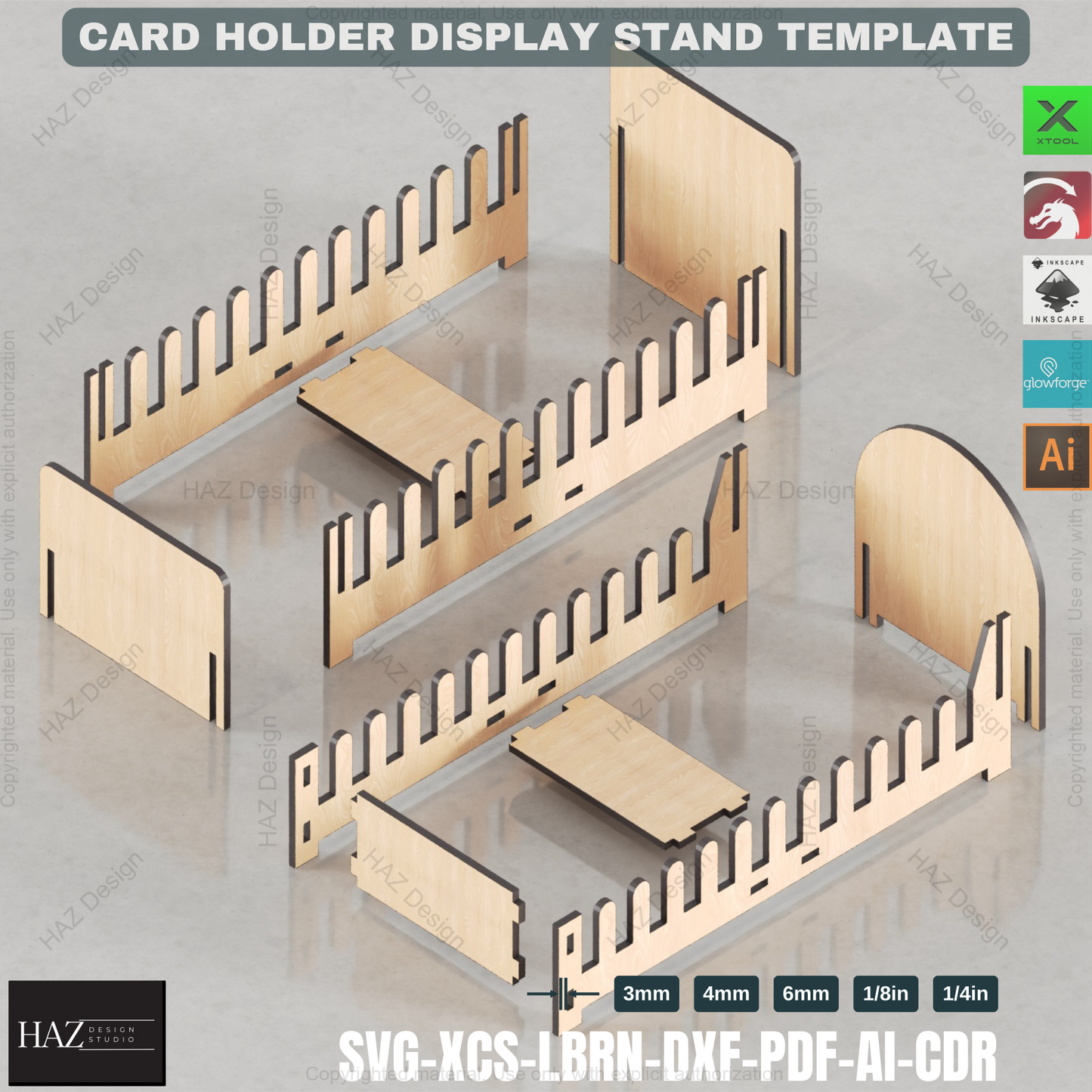 Laser Cut Card Display: 4 Sizes for Retail & Crafts,Retail Display Stand: Laser Cut Card Holder Template 429