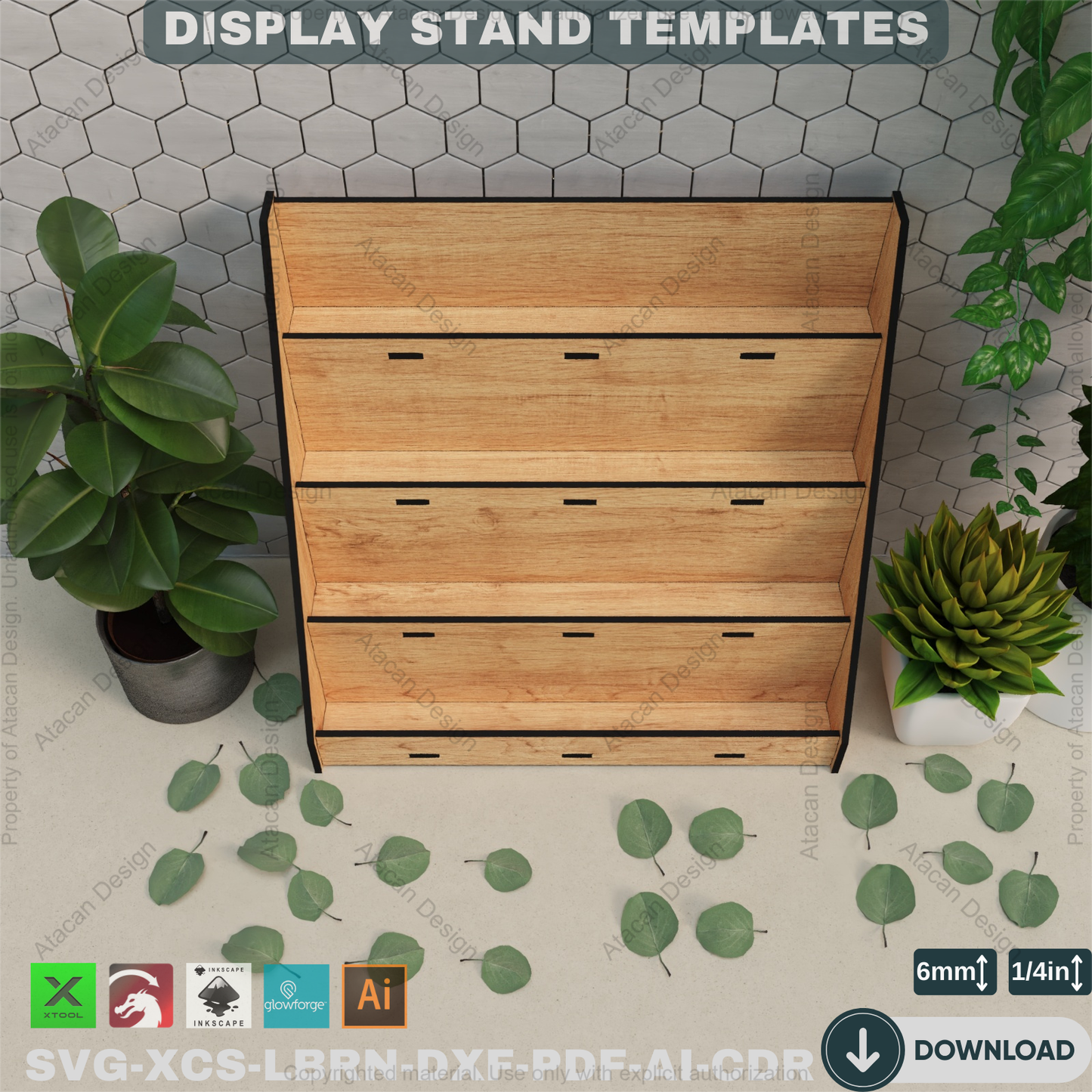 Laser Cut Retail Display Stand - 4 Tier Market Shelves, Digital Files,Retail Display Stand - Laser Cut Plans, Trading Market Shelves 863