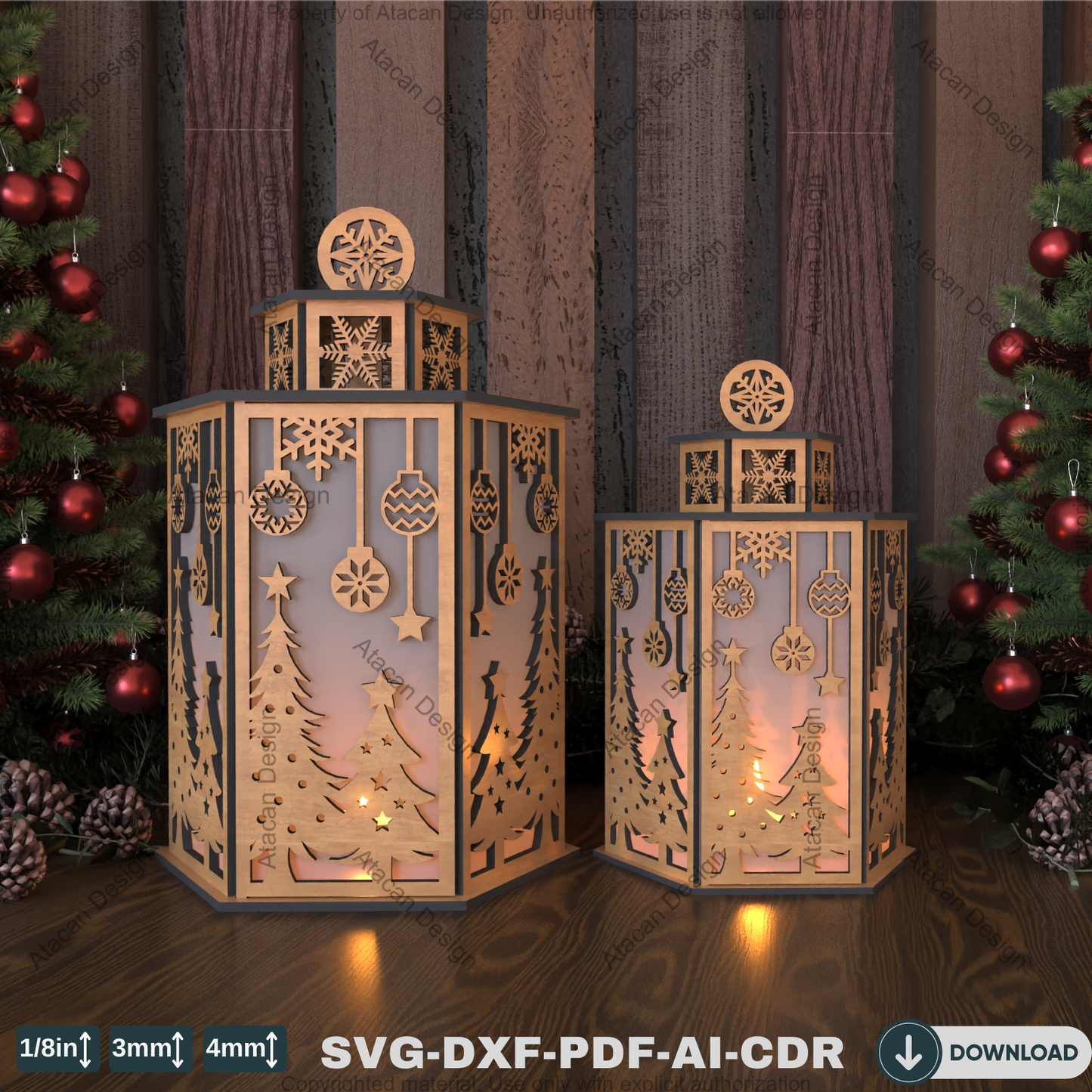 Elegant Winter Lantern Design – Snowy Wonderland Candle Holder Craft Template 784