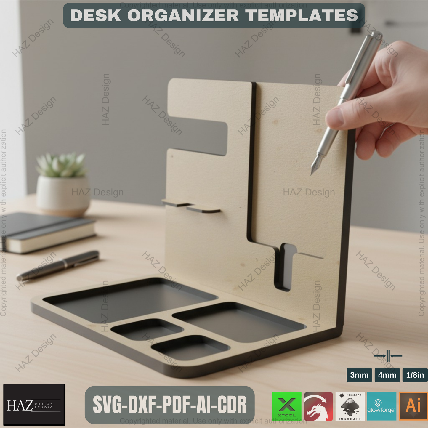 Customizable Docking Station for Dad - Stylish Bedside and Desk Organizer - Phone Holder Laser cut SVG Files 183