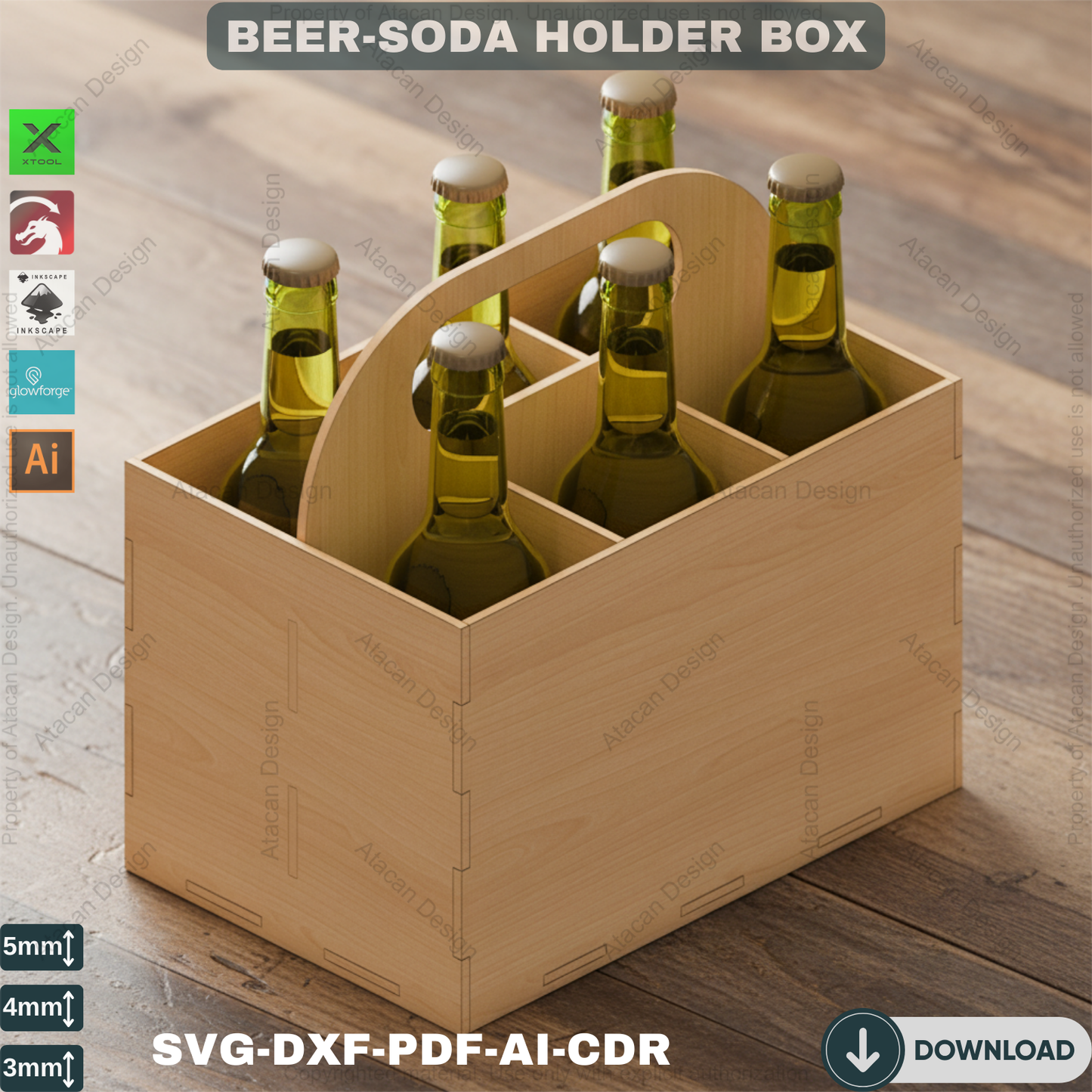 Beers Box - DIY Wooden Beer Crate - Laser Cut Template for Soda and Beer Holder 494