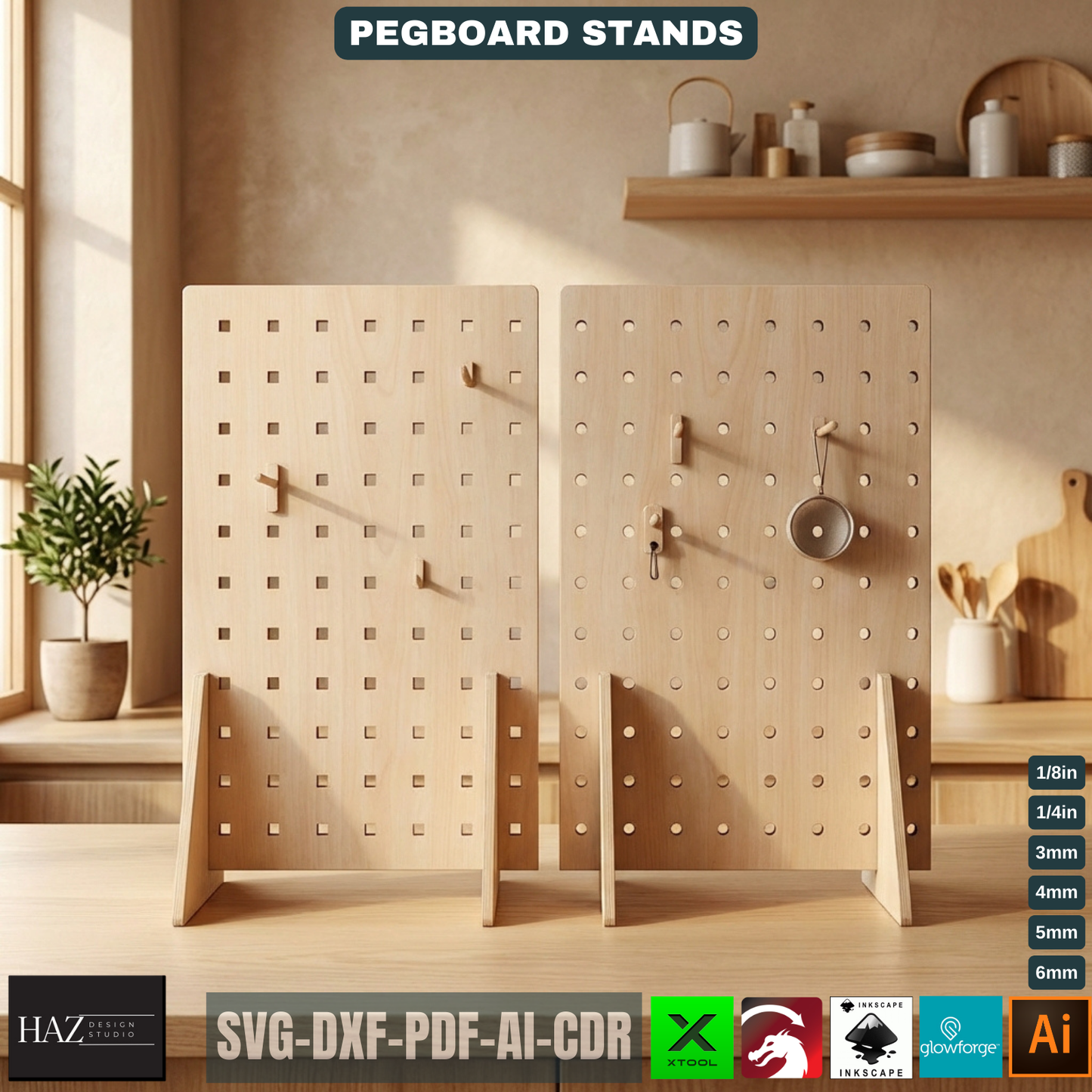 Laser Cut Pegboard Display Stand Template Craft Fair Tabletop Organizer Desk Storage Board 286