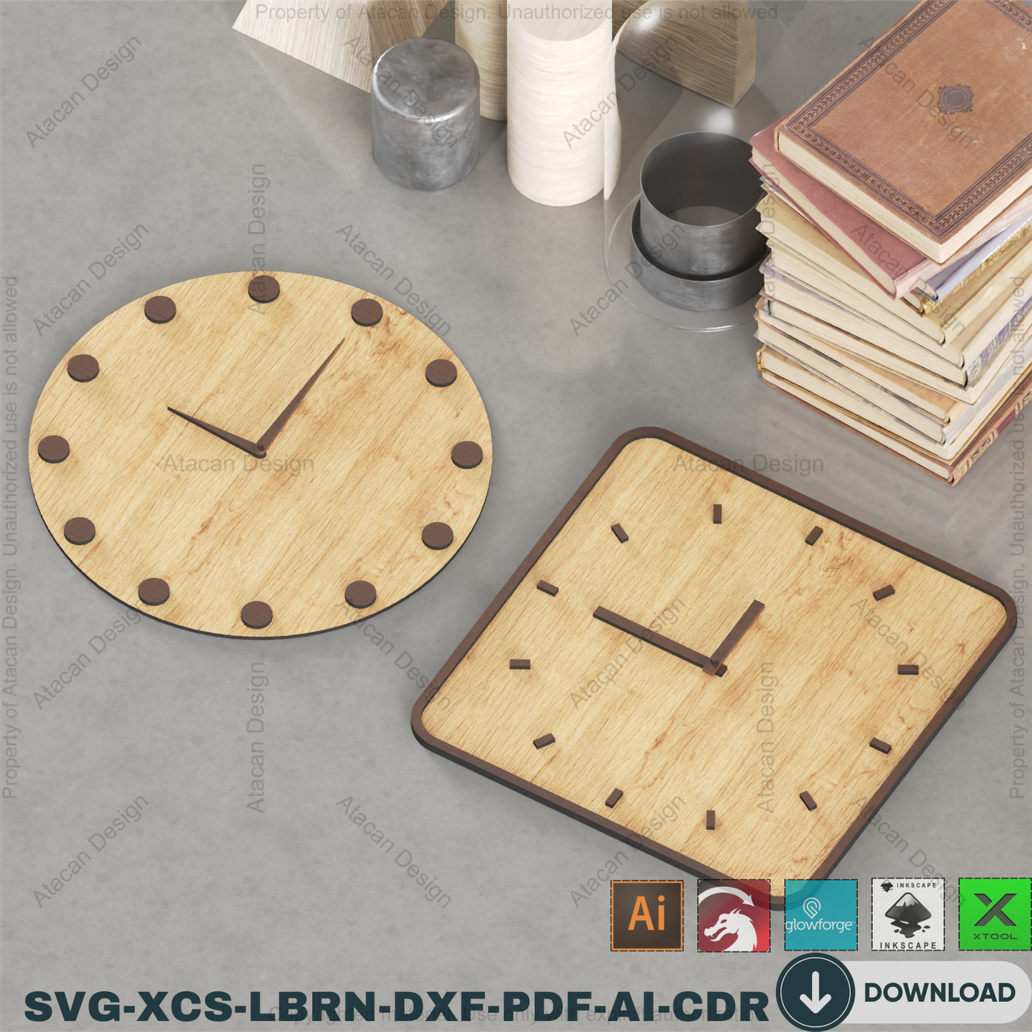 Ultimate Clock Vector Pack, Laser Cutting Designs, DIY Wall Art Files, CNC Pattern for Glowforge & Xtool 899