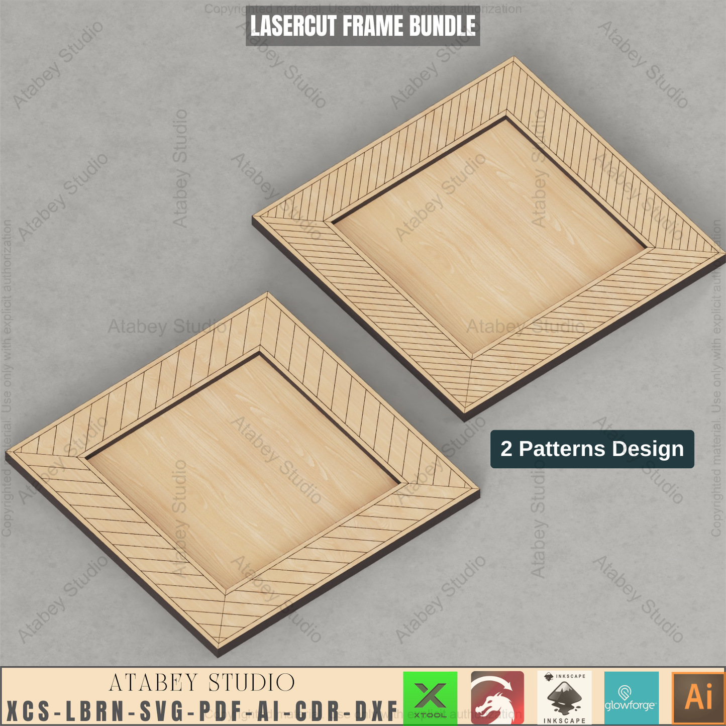 Laser Cut Frame Bundle: 9 Sizes, 2 Patterns | DIY Photo Display Templates,DIY Multi-Size Picture Frame Pack | 2 Laser Cut Patterns | Wall Art Templates 937