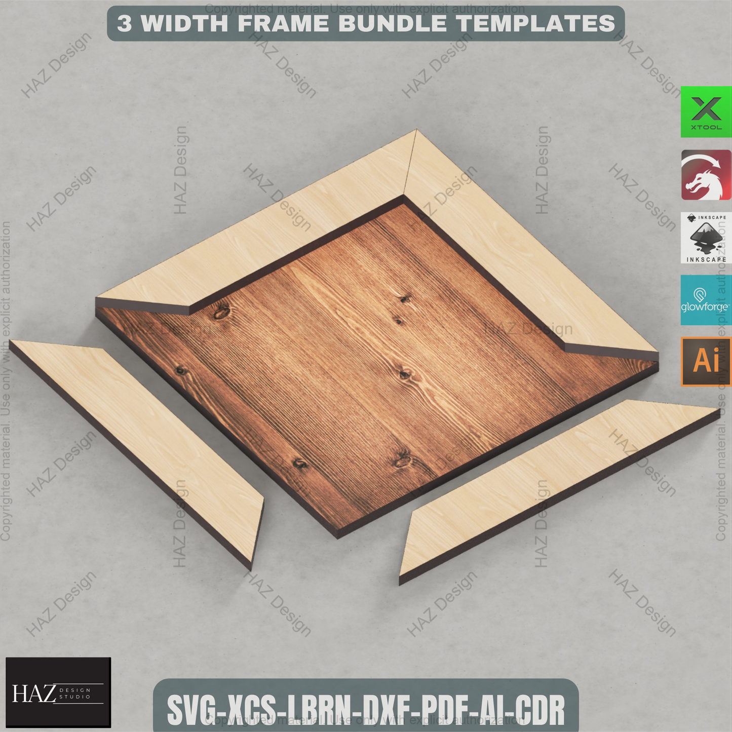 45 Degree Angle Cut Wood Frames / Different Sizes Picture Frame SVG DXF CDR Ai files 028