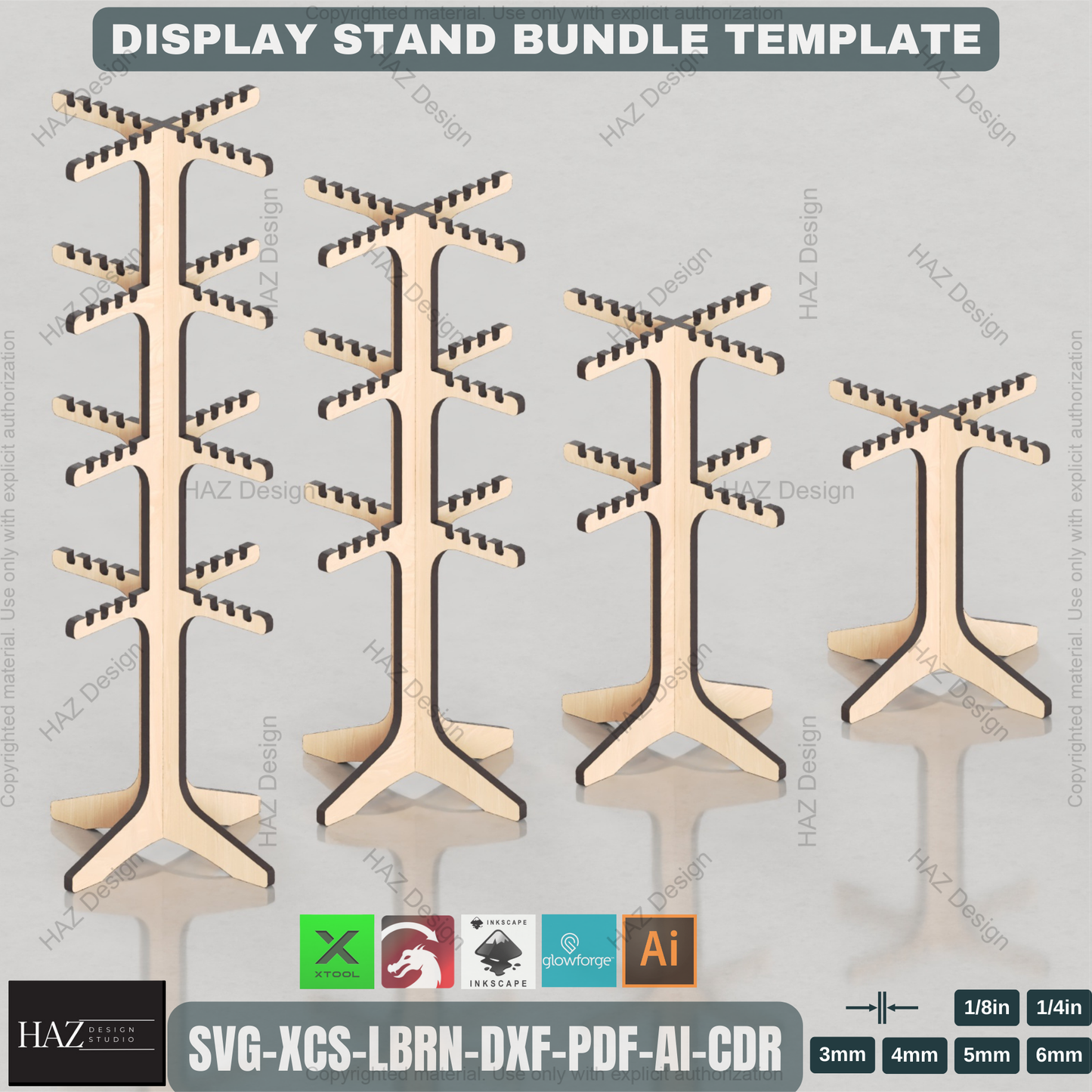 Laser Cut Keychain Necklace Jewelry Display Stand - Instant Download SVG Dxf Cdr Ai Pdf Files 191