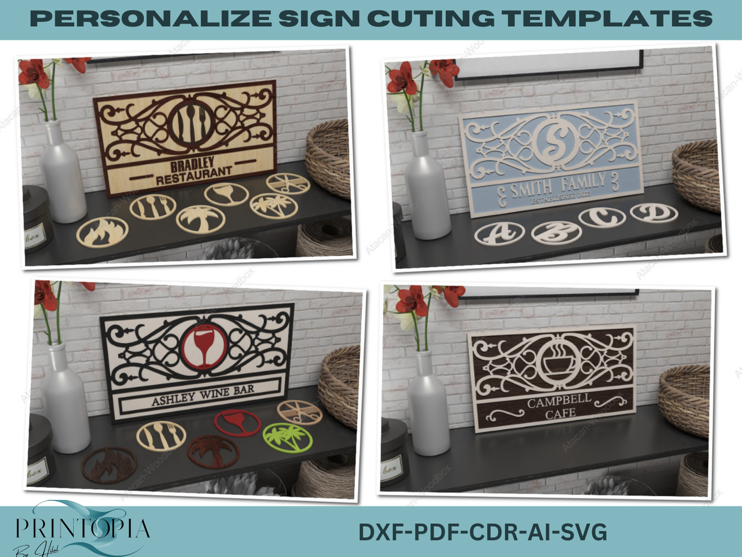 Customizable Sign Cutting Templates – Perfect for Cricut, Silhouette, Laser Cutters & More 128