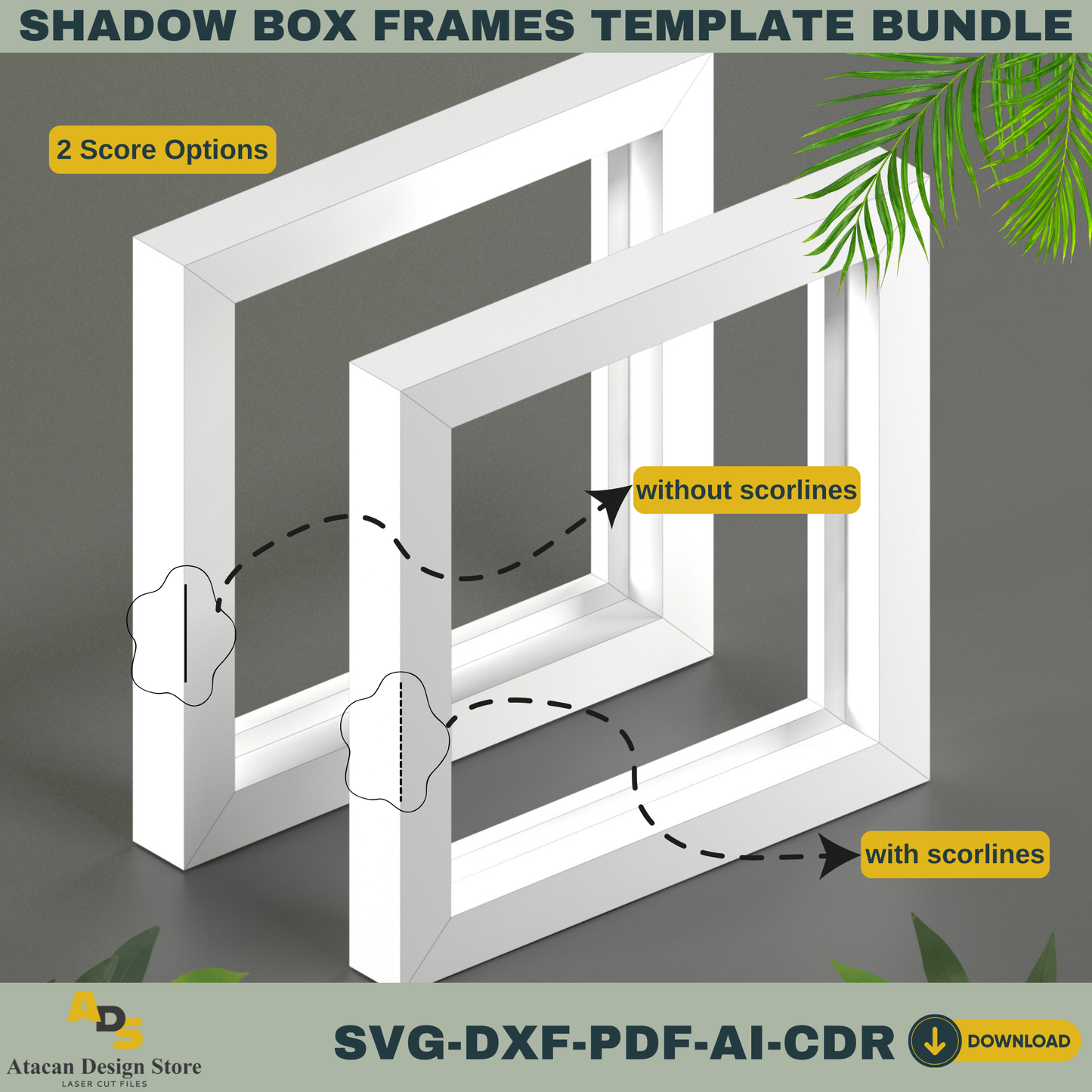 Shadow Box Frames Bundle - 5 Sizes for 3D Layered Paper Art, Cricut, Silhouette, Laser Cutting Files 764