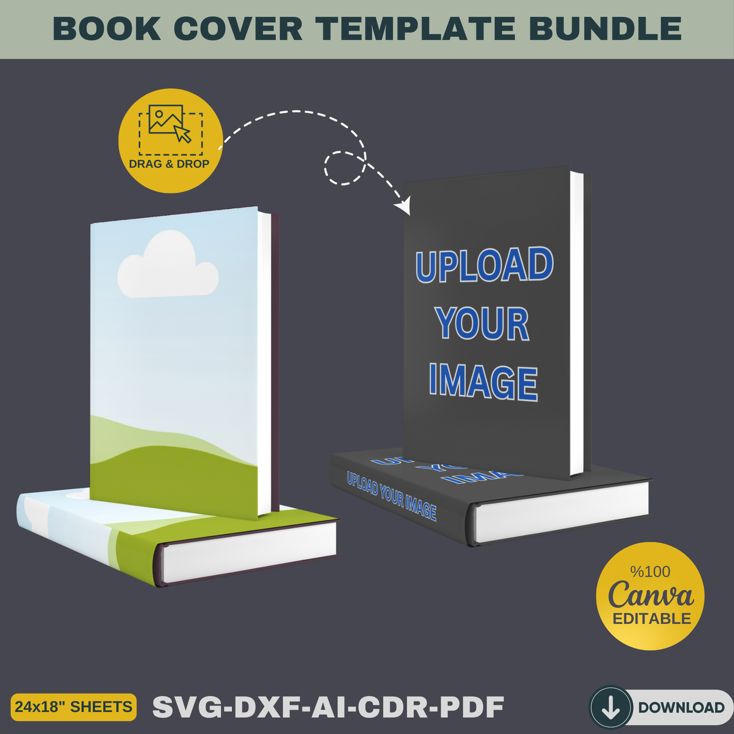 3D Book Cover Template SVG, Canva Editable Mockup for Authors, KDP Marketing Kit, Paper Craft Book Display, Instant Download 900
