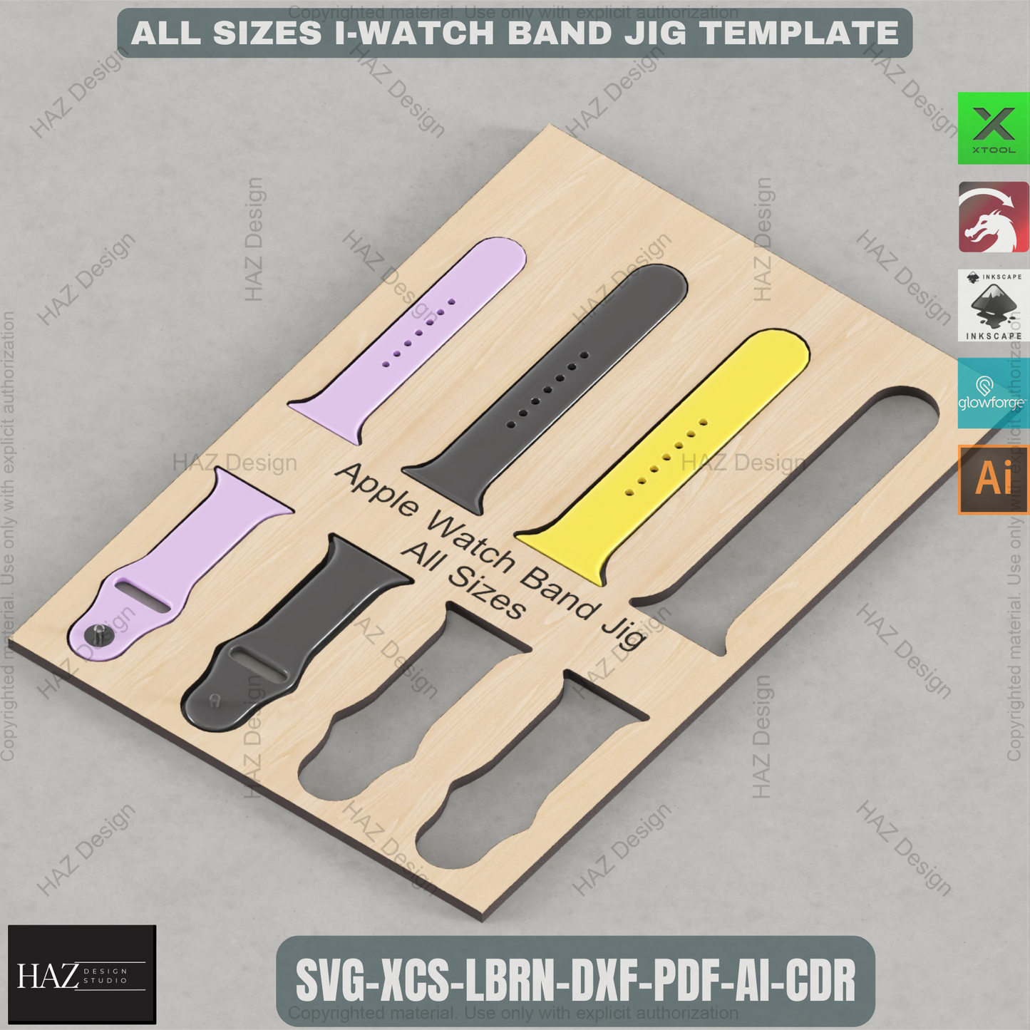 Laser Ready Apple Watch Band Jig Template - IWatch Band Jig 38/40/42/44- Laser Cut Template SVG DXF PDF Ai 186