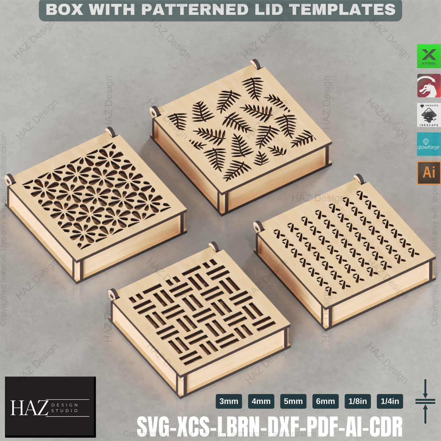 Laser Cut Gift Box: 20 Unique Lid Patterns, Jewelry Box 412