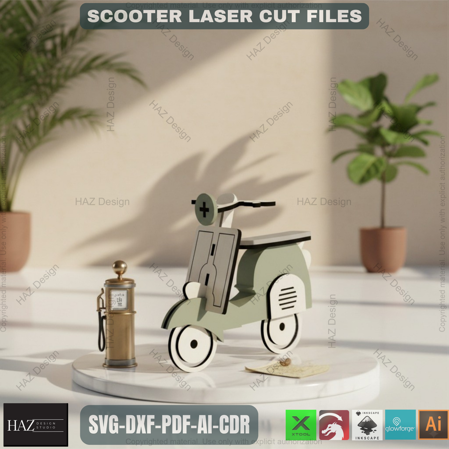 007 italian Scooter Vespa Cutting File / Lambretta Vector Laser cut Files / Dxf Svg Ai Cdr 007