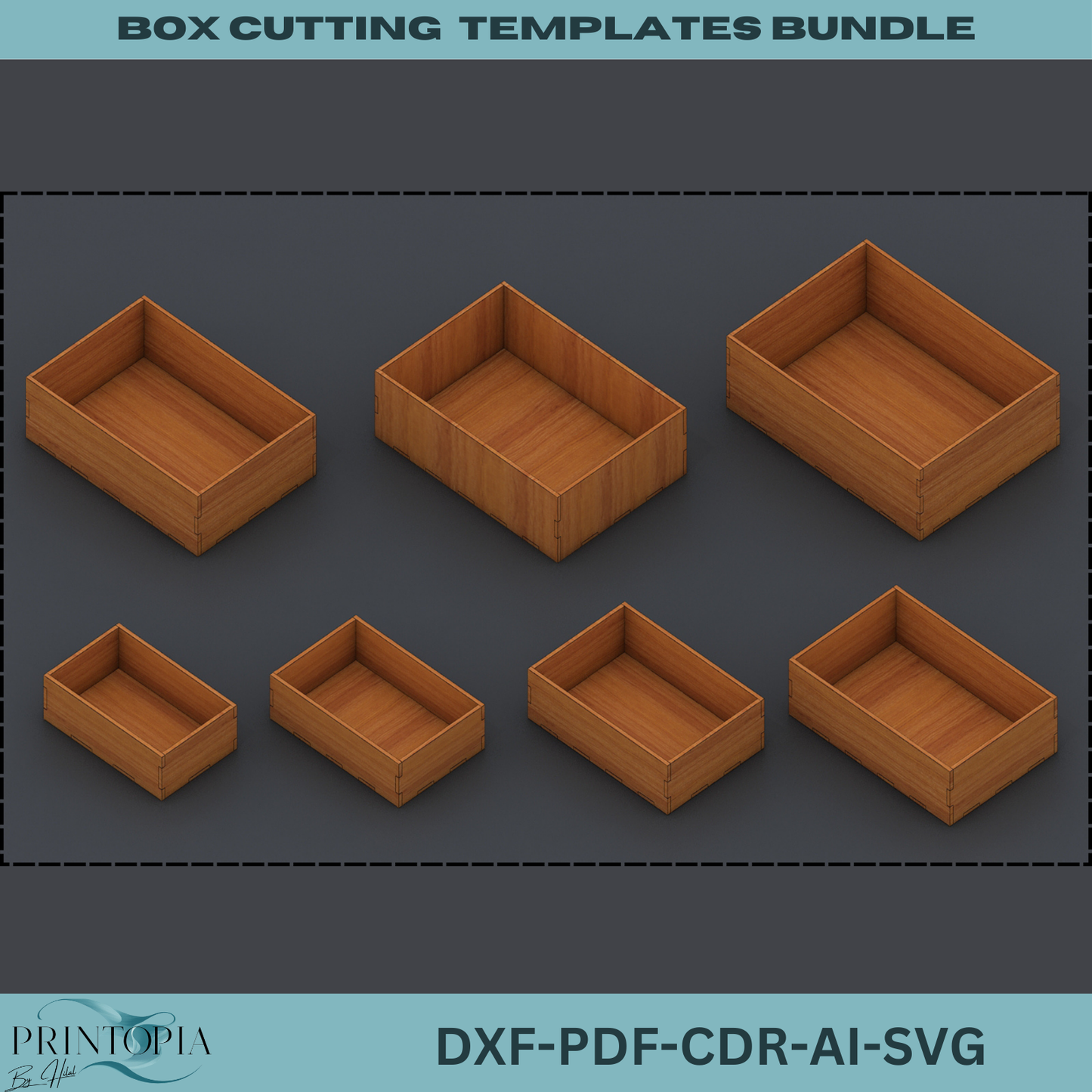 Versatile Box Cutting Templates Bundle for Laser Cutting Machines – 7 Unique Sizes,Ideal for Storage & Organization Projects 134