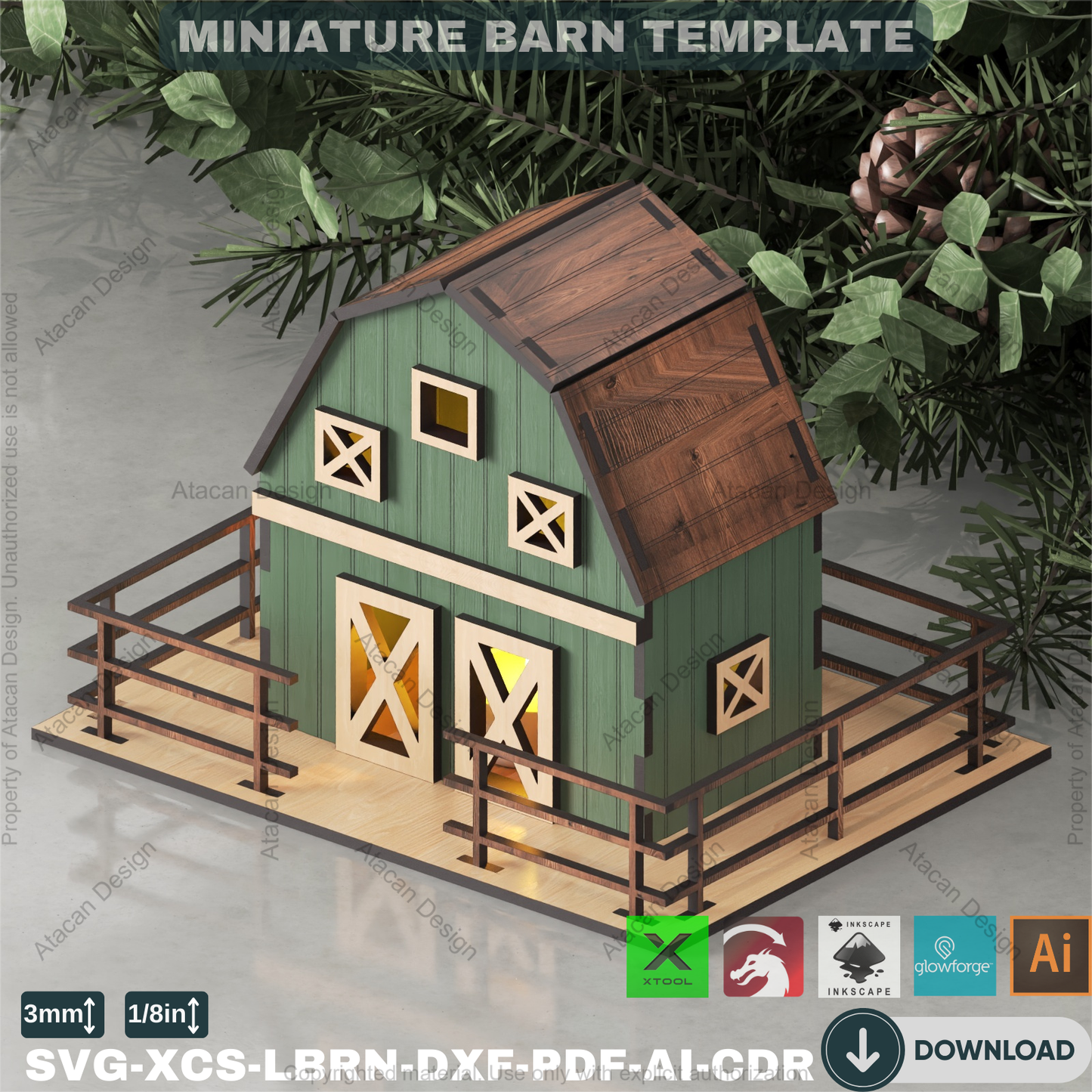 Laser Cut Farm Barn Template | Build Your Mini Village Scene | Model Building Plan 882