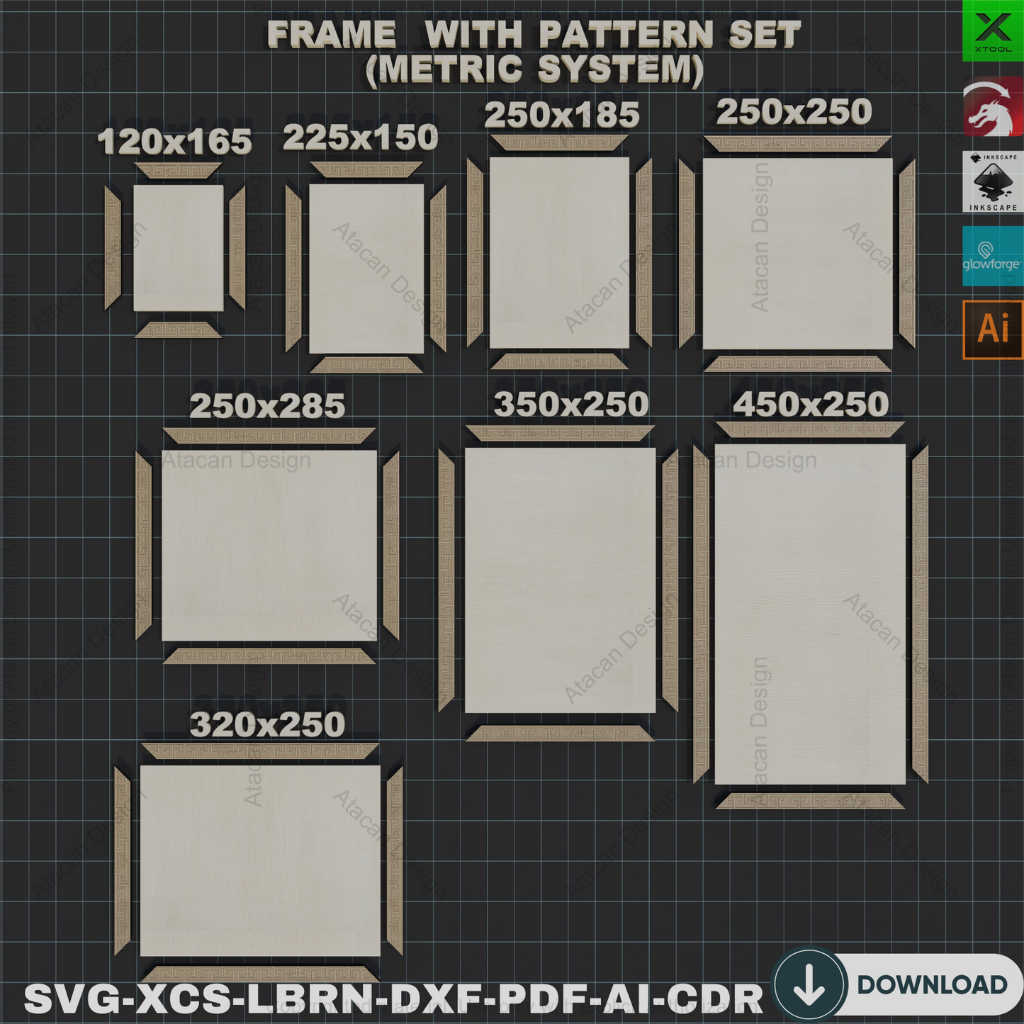 Greek Key Frame SVG: Laser Cut Files, Photo Frame Design,Photo Frame Laser Cut: SVG Files, Greek Key Pattern Frame 855