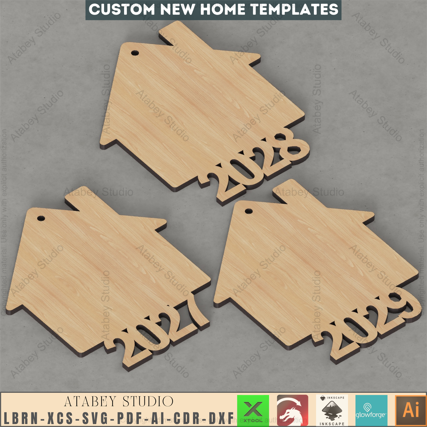 Personalized First Home Ornament SVG, Housewarming Keepsake Laser File, Realtor Gift for Clients, New House Template 2025-2029