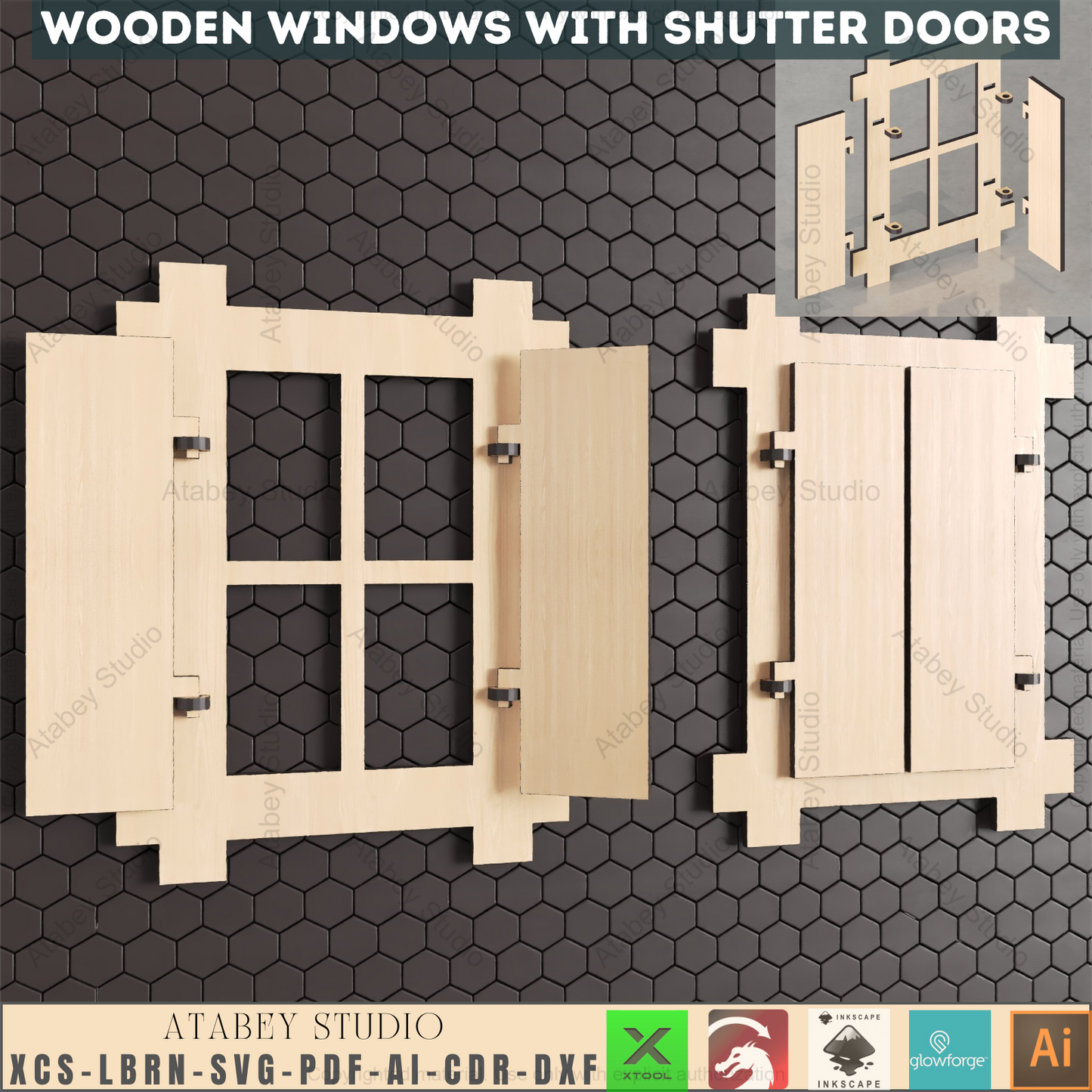Laser Cut Decorative Window & Shutter Collection | 8 Unique Designs, DIY Craft Templates 942