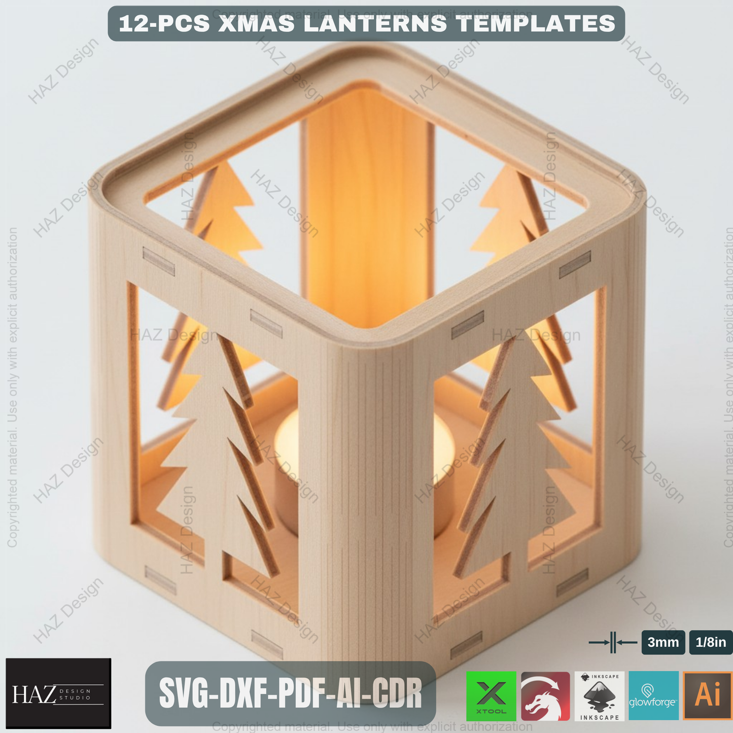 Christmas Lantern SVG Laser Cut Files | Xmas Tealight Holder Decor | DIY Wood Lamp Templates 484