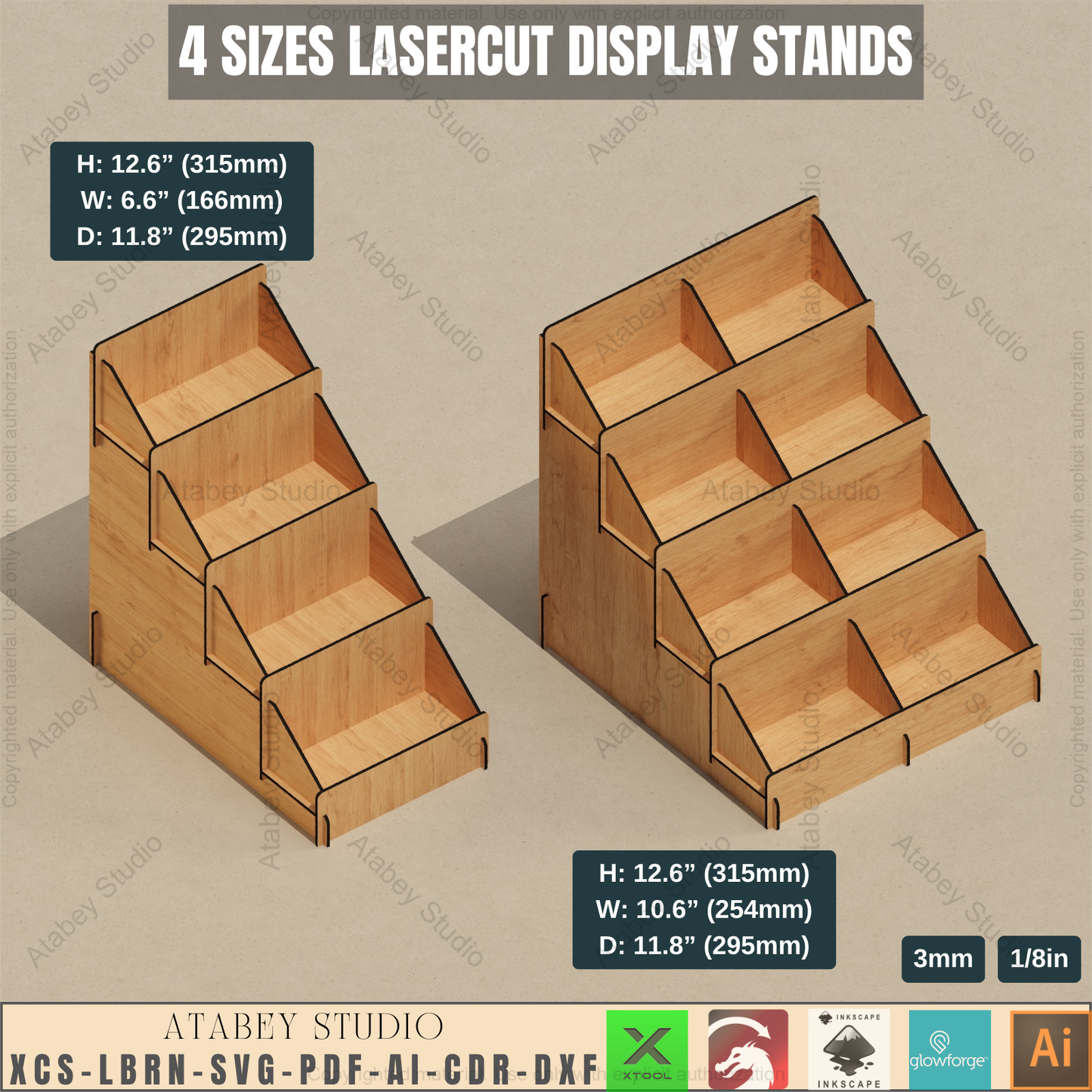 4-Tier Display Stand SVG - Laser Cut Files - Craft Show Display - Retail Display Stand 933