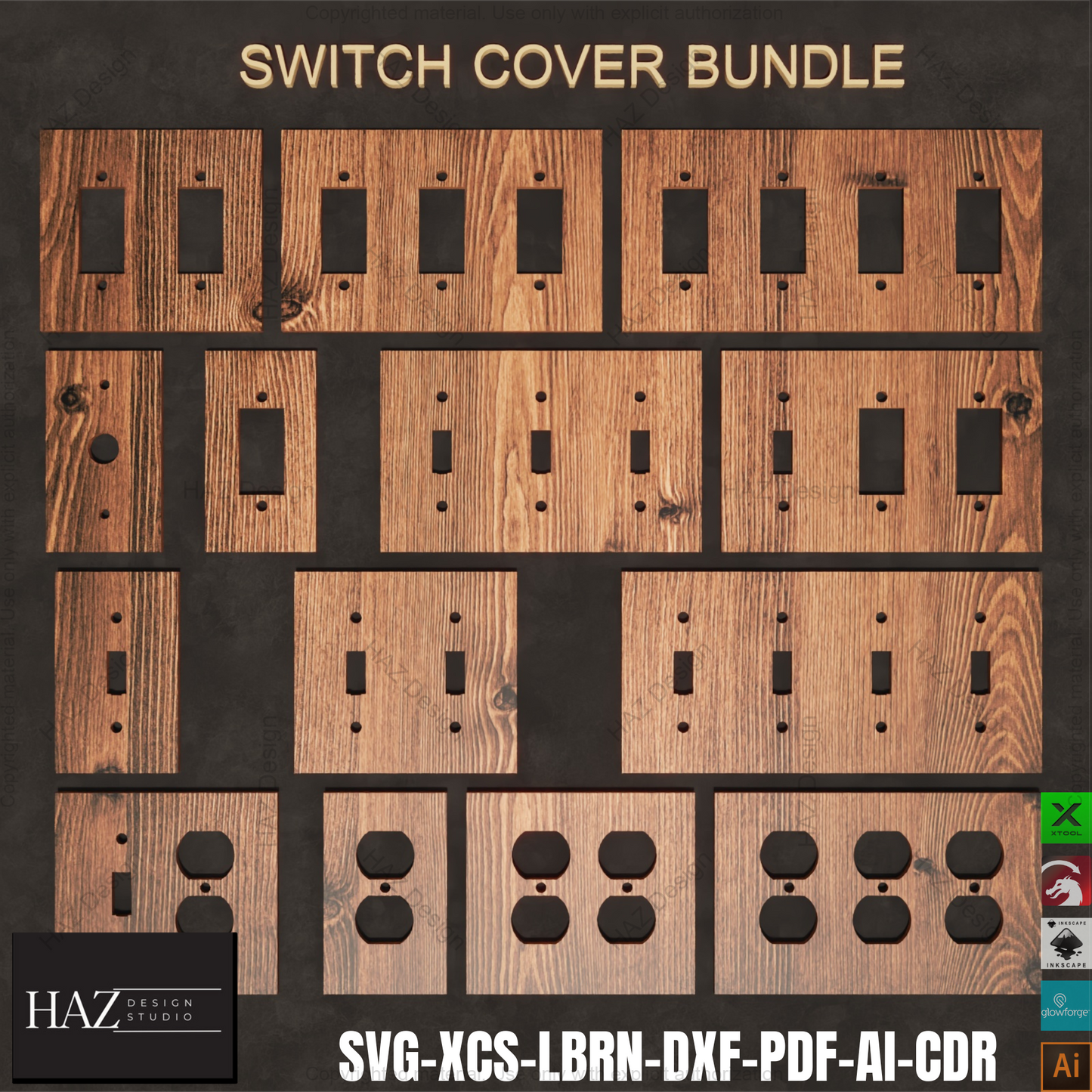 Laser Cut Switch Cover Bundle | SVG File | Outlet Plates | Wall Plate Set | xTool Compatible | Home Decor400