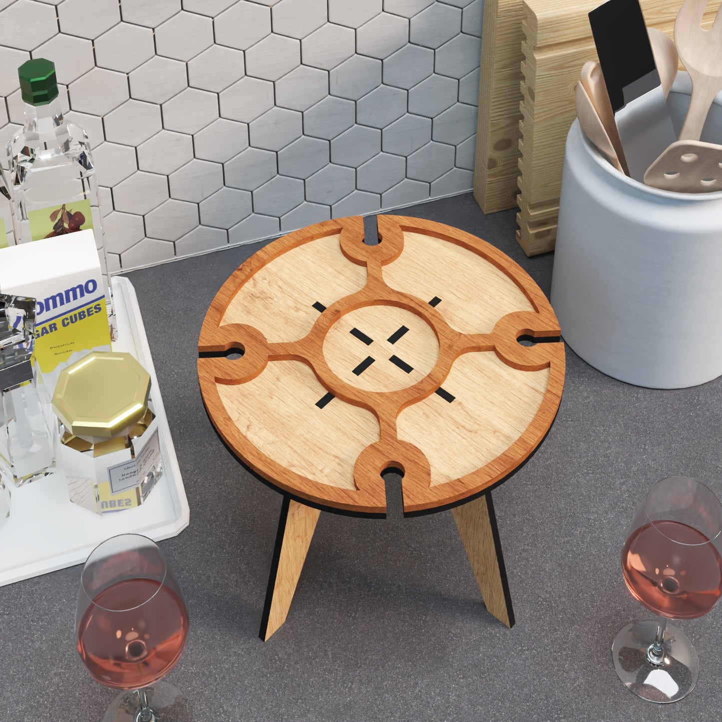 Wine & Cheese Table DIY: Laser Cut Design, Rustic Serving, Personalized Gift,Laser Cut Wine Holder 405