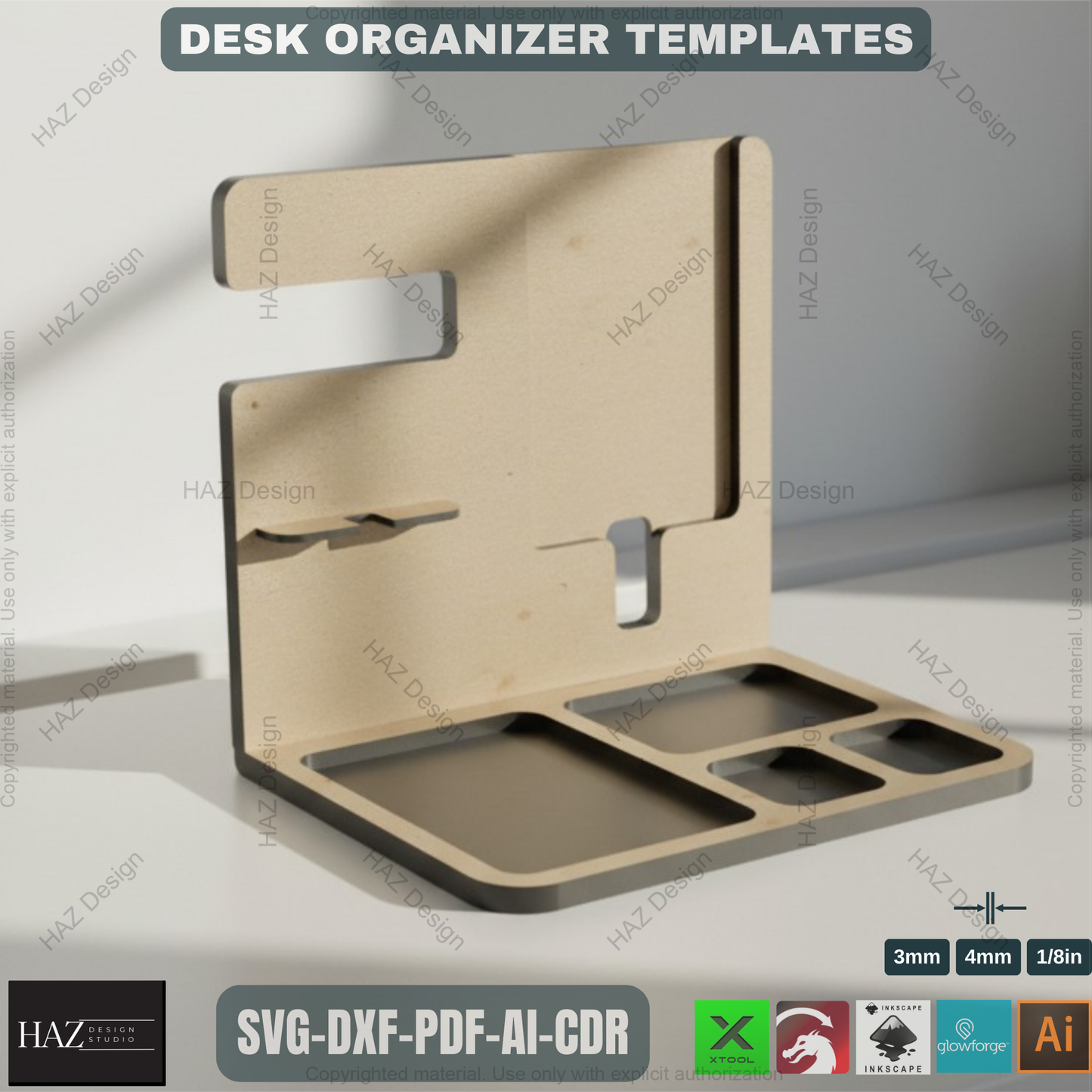 Customizable Docking Station for Dad - Stylish Bedside and Desk Organizer - Phone Holder Laser cut SVG Files 183