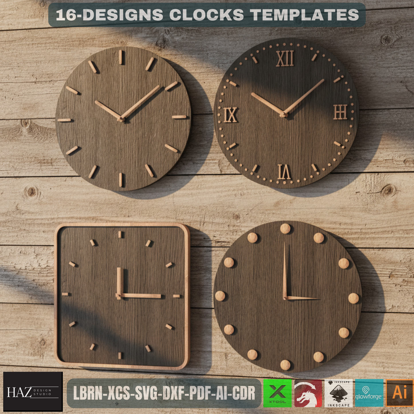 Clock Crafter's Mega Pack, DIY Laser Cut Designs, Wall Art SVG Files for Glowforge & Xtool 467