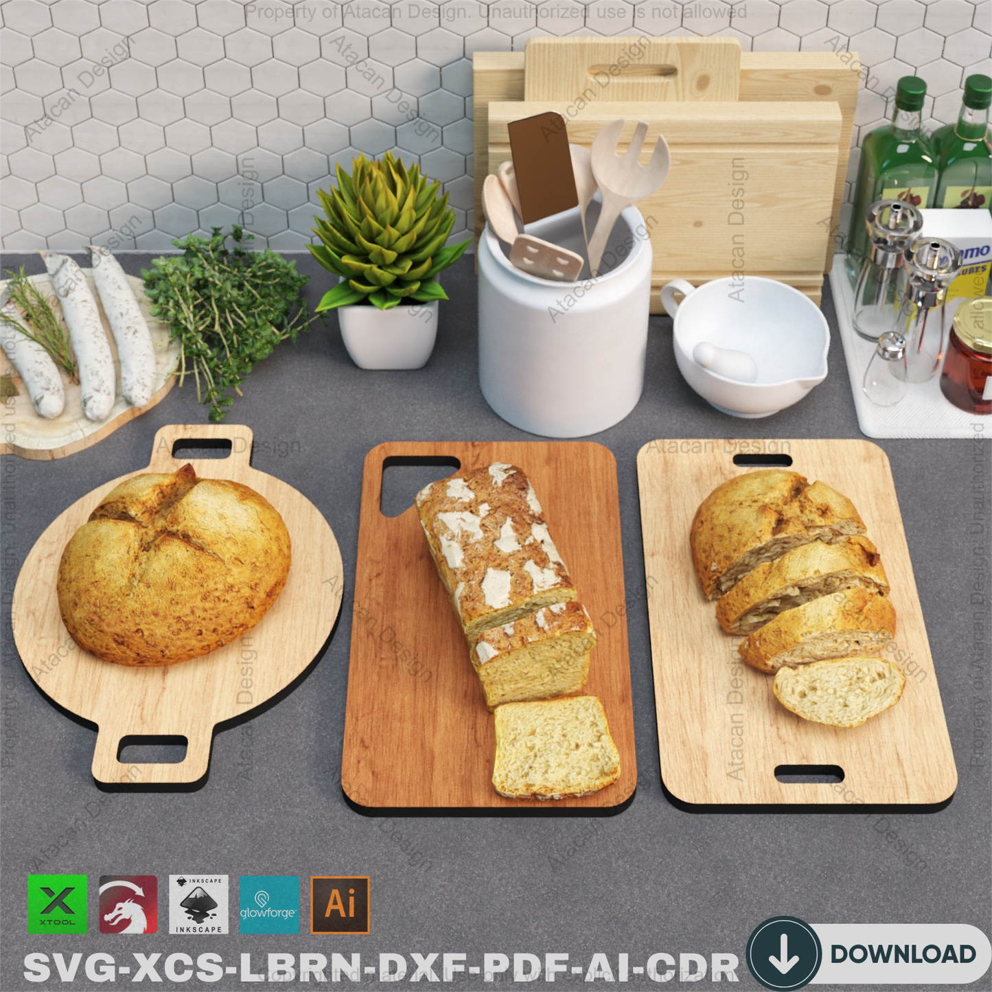 Cutting Board SVG Bundle - Laser Cut Kitchen Wood Board Files,DIY Cutting Boards - Laser Cut Files, Kitchen Board Designs 864