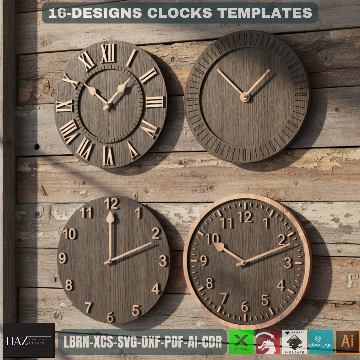 Clock Crafter's Mega Pack, DIY Laser Cut Designs, Wall Art SVG Files for Glowforge & Xtool 467