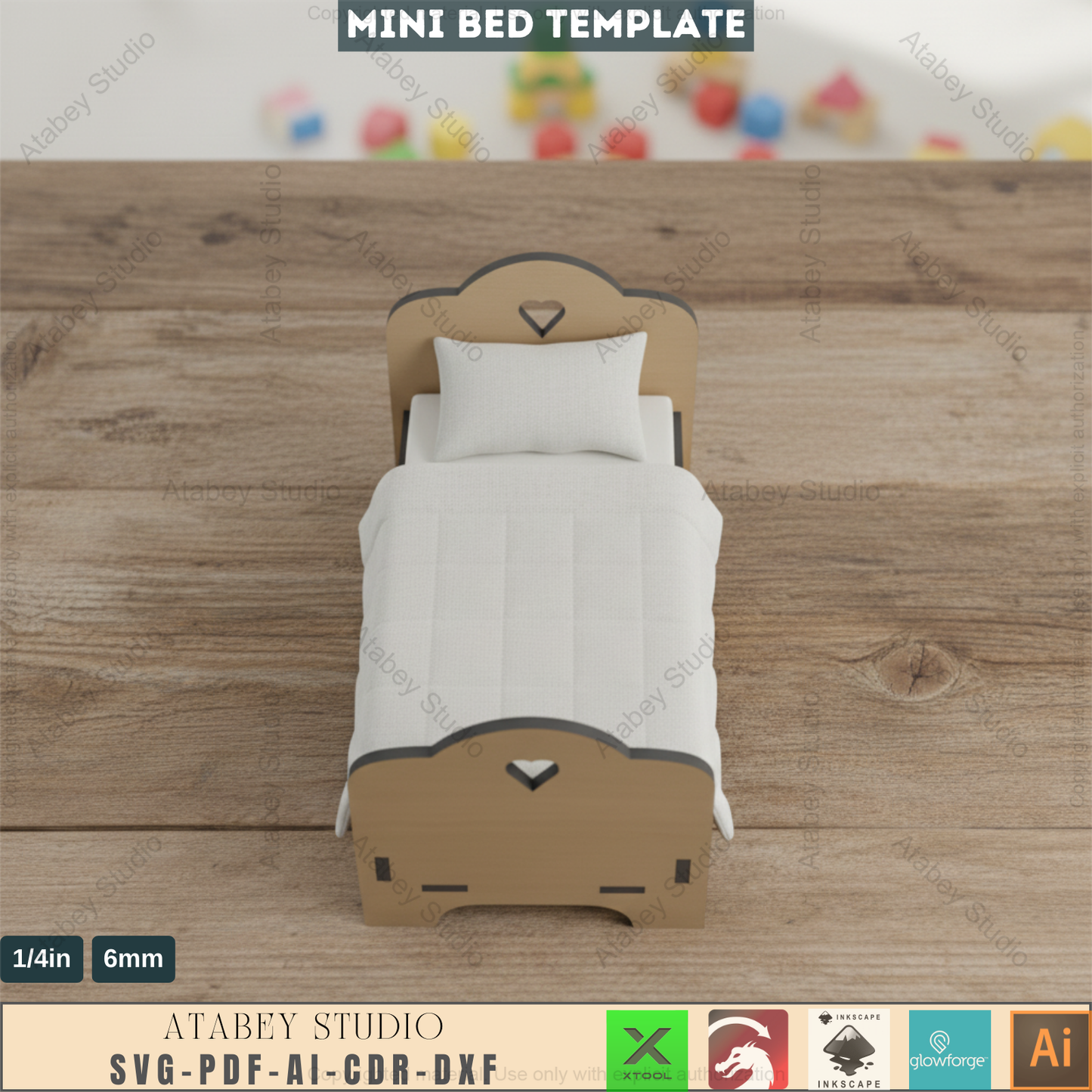 Kid Bed Design Files For Laser Cutting / Toy Mini Baby bed Designs / Instant Download Templates SVG CDR Ai DXF 488