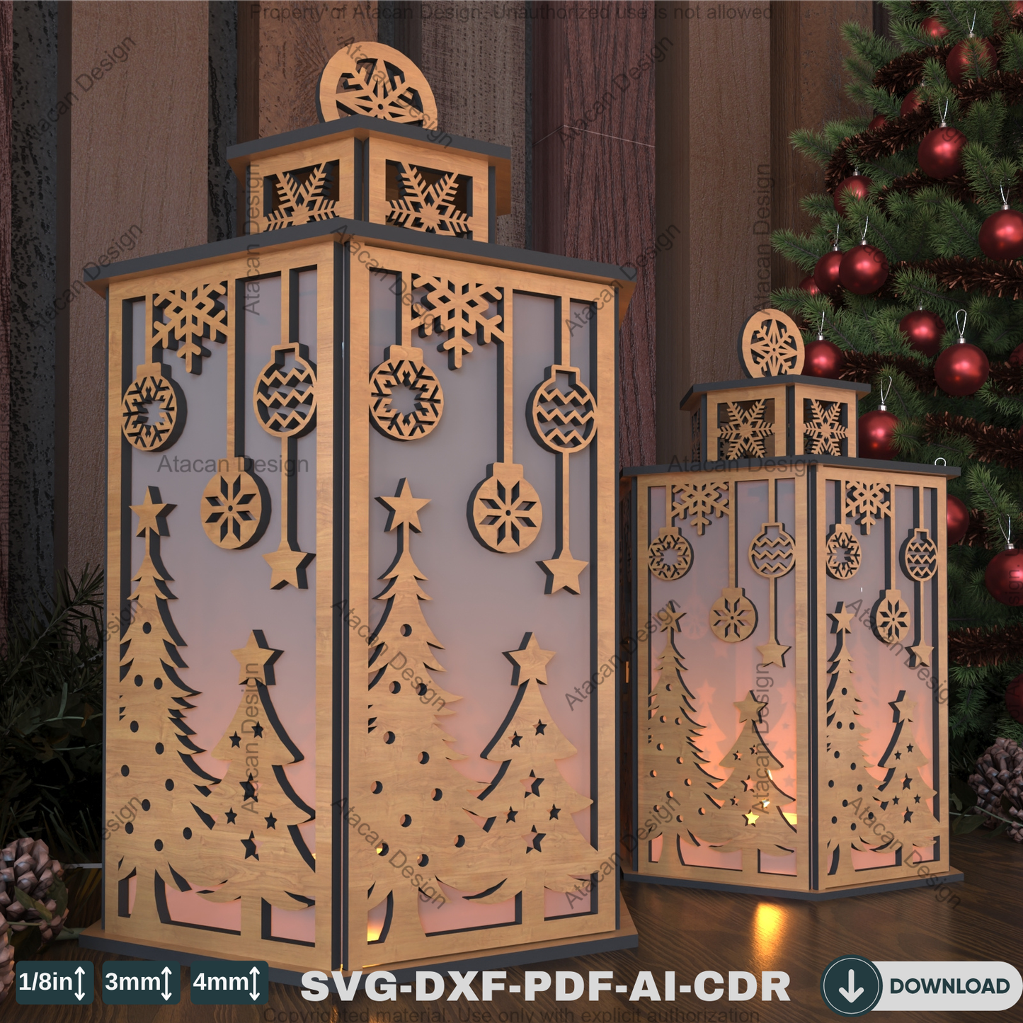 Elegant Winter Lantern Design – Snowy Wonderland Candle Holder Craft Template 784