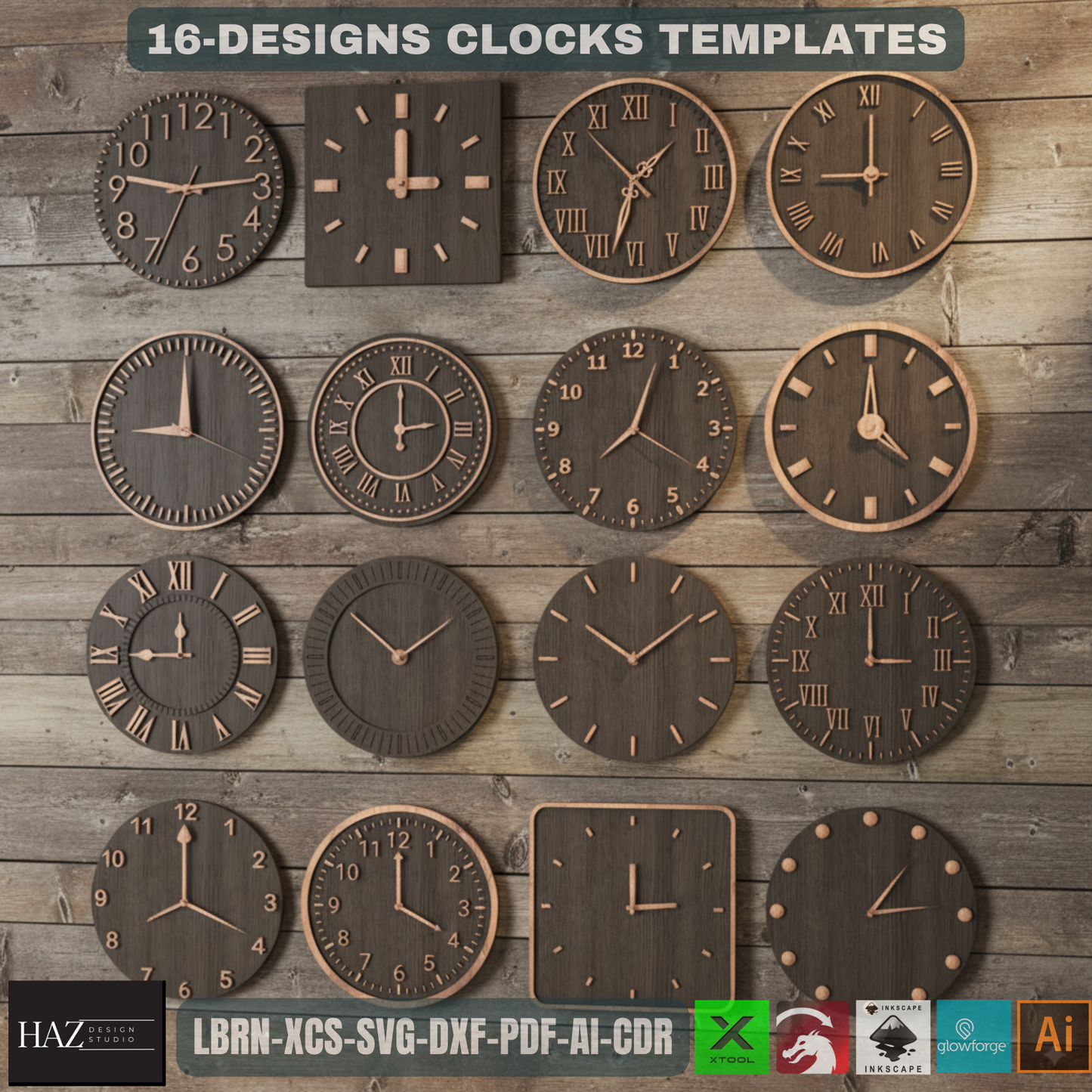 Clock Crafter's Mega Pack, DIY Laser Cut Designs, Wall Art SVG Files for Glowforge & Xtool 467