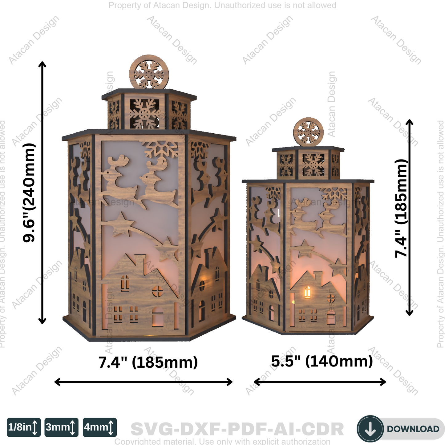 Elegant Winter Lantern Design – Snowy Wonderland Candle Holder Craft Template 784