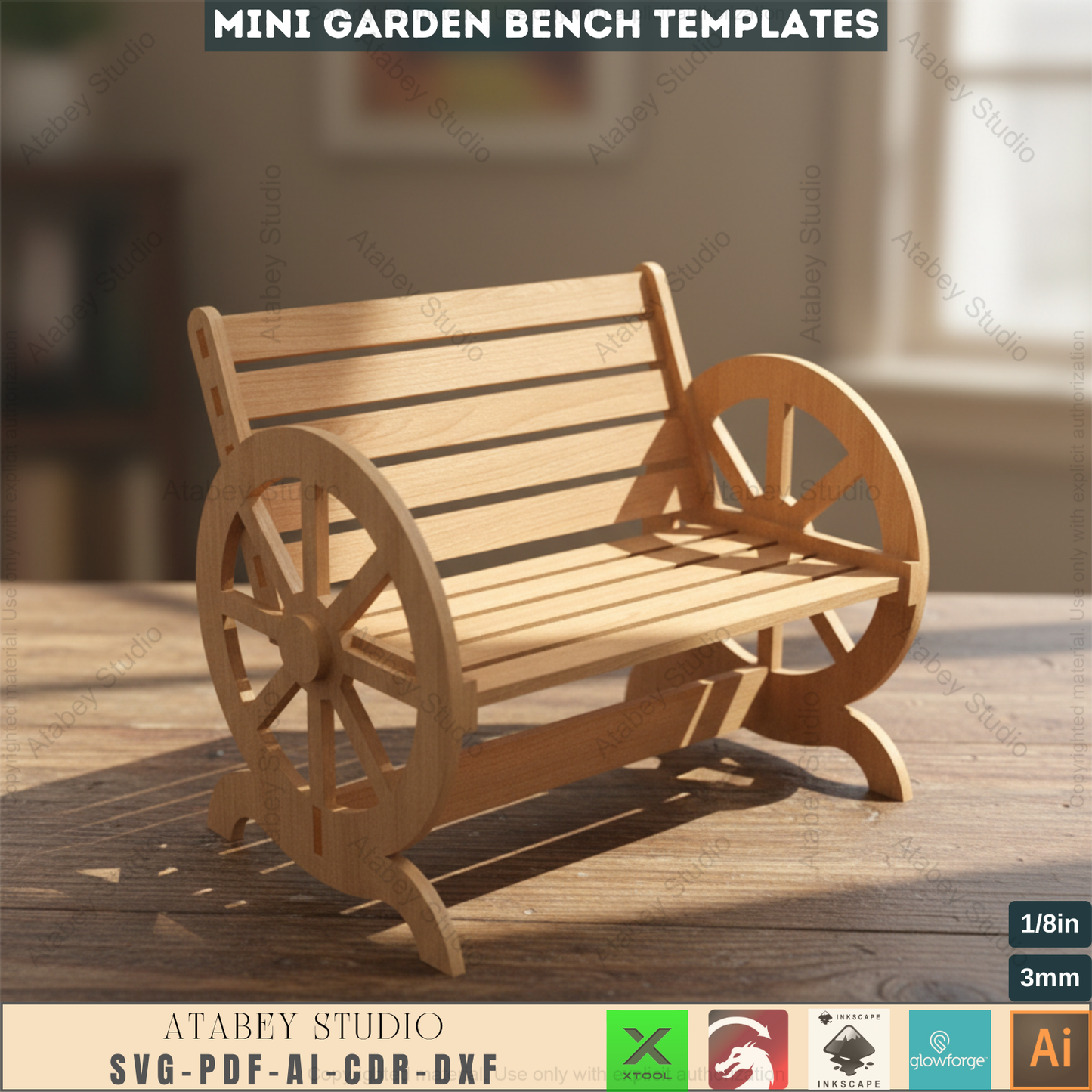 DIY Wooden Garden Bench Laser Cut Design - Perfect for Miniature Projects 765