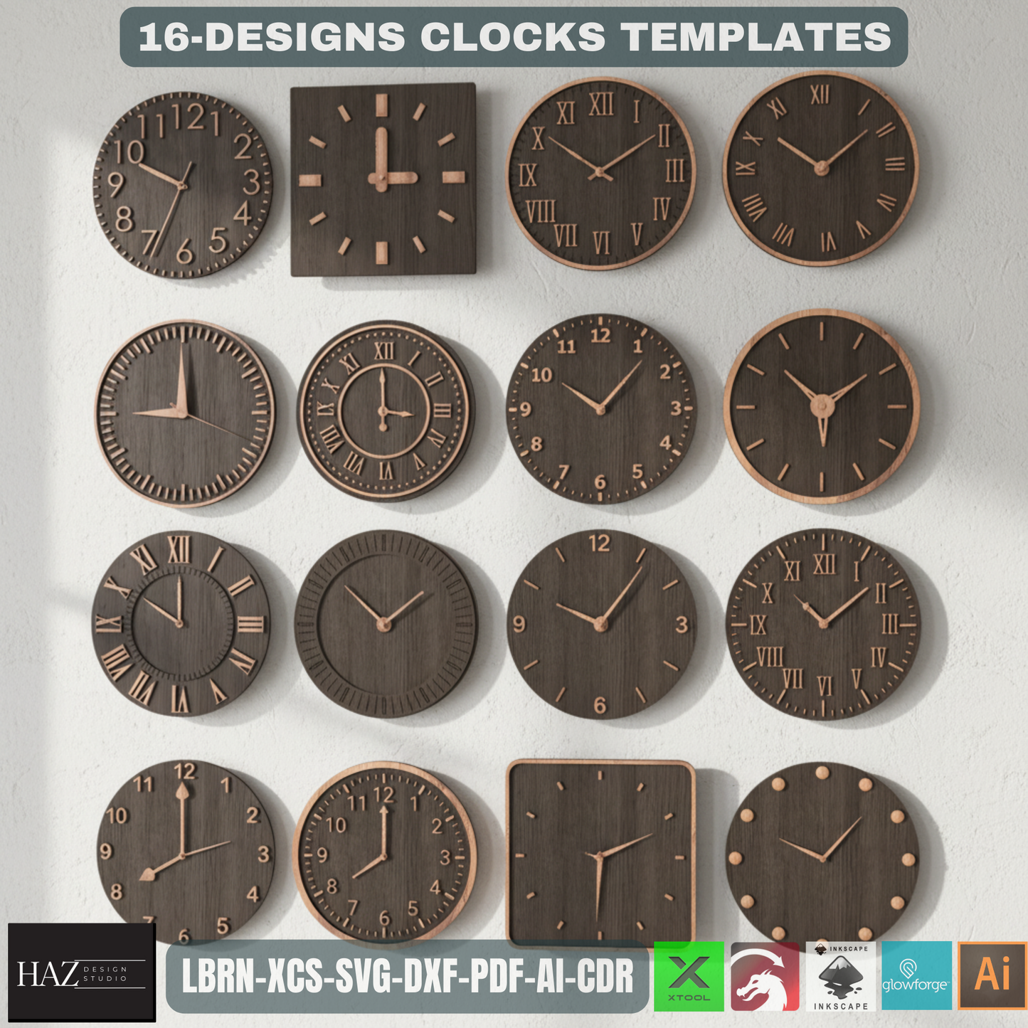 Clock Crafter's Mega Pack, DIY Laser Cut Designs, Wall Art SVG Files for Glowforge & Xtool 467