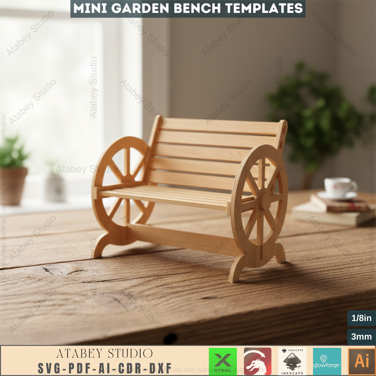 DIY Wooden Garden Bench Laser Cut Design - Perfect for Miniature Projects 765