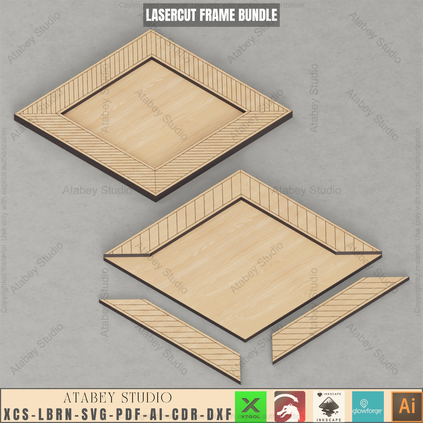Laser Cut Frame Bundle: 9 Sizes, 2 Patterns | DIY Photo Display Templates,DIY Multi-Size Picture Frame Pack | 2 Laser Cut Patterns | Wall Art Templates 937