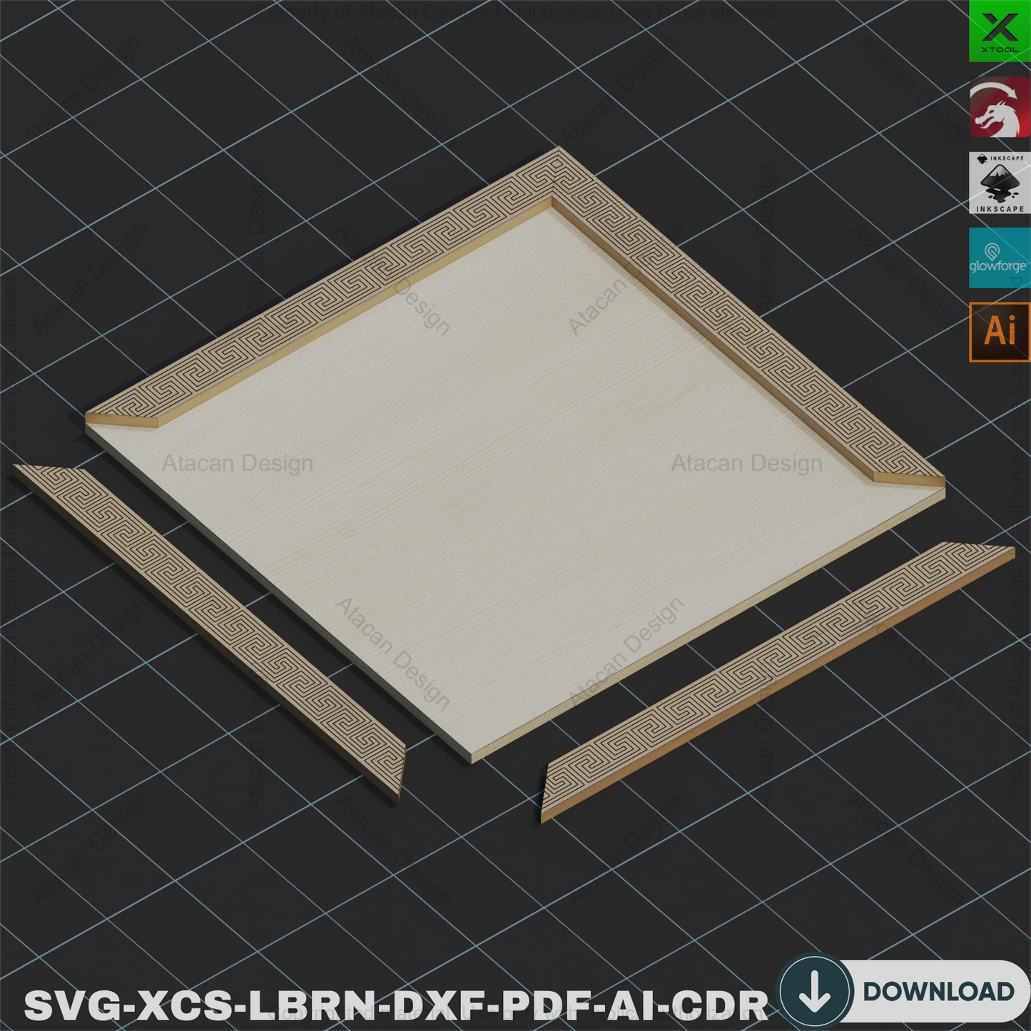 Greek Key Frame SVG: Laser Cut Files, Photo Frame Design,Photo Frame Laser Cut: SVG Files, Greek Key Pattern Frame 855