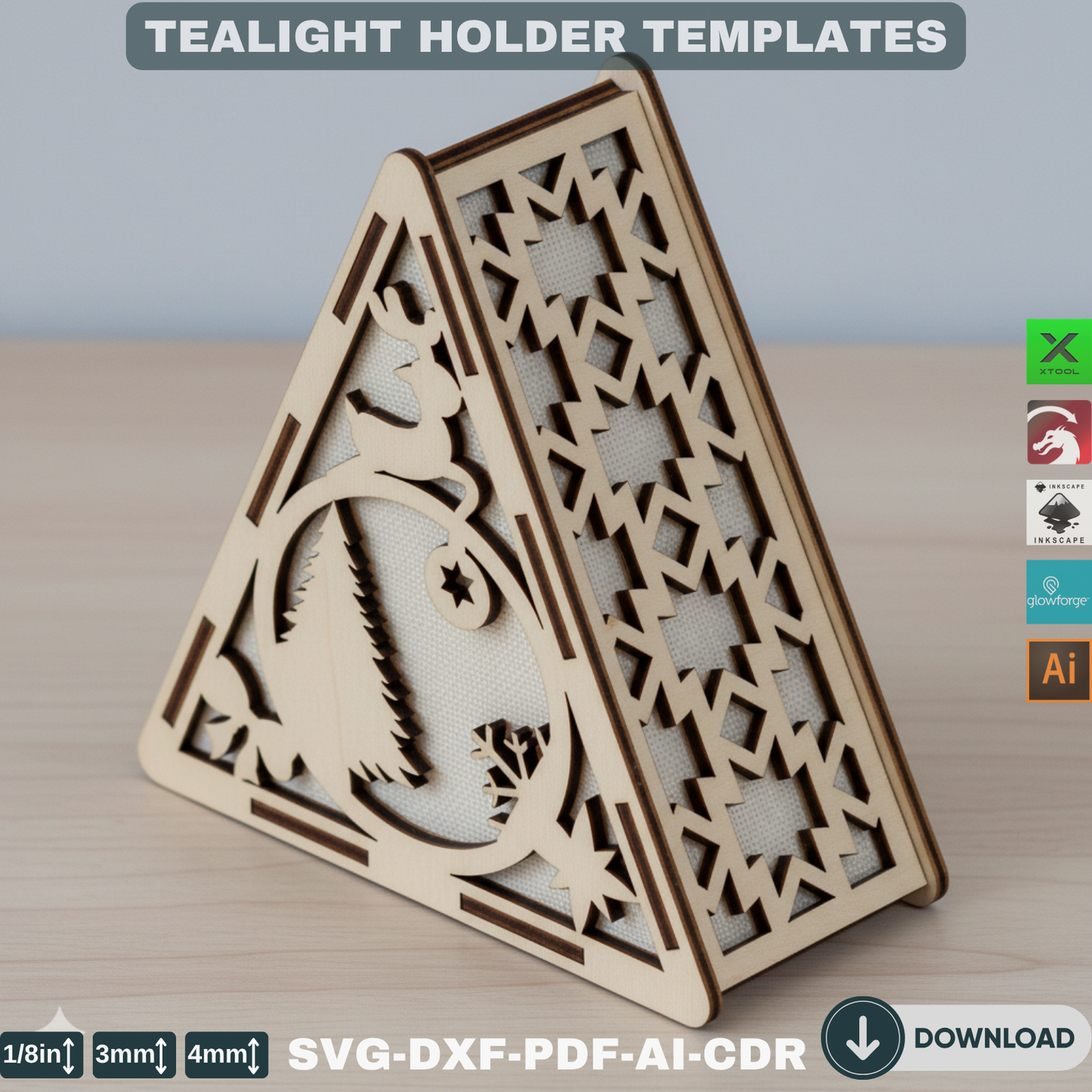 Festive Snowman Gingerbread Candle Holder – Laser Cut Christmas Triangle Decor for Glowforge and XTool 780