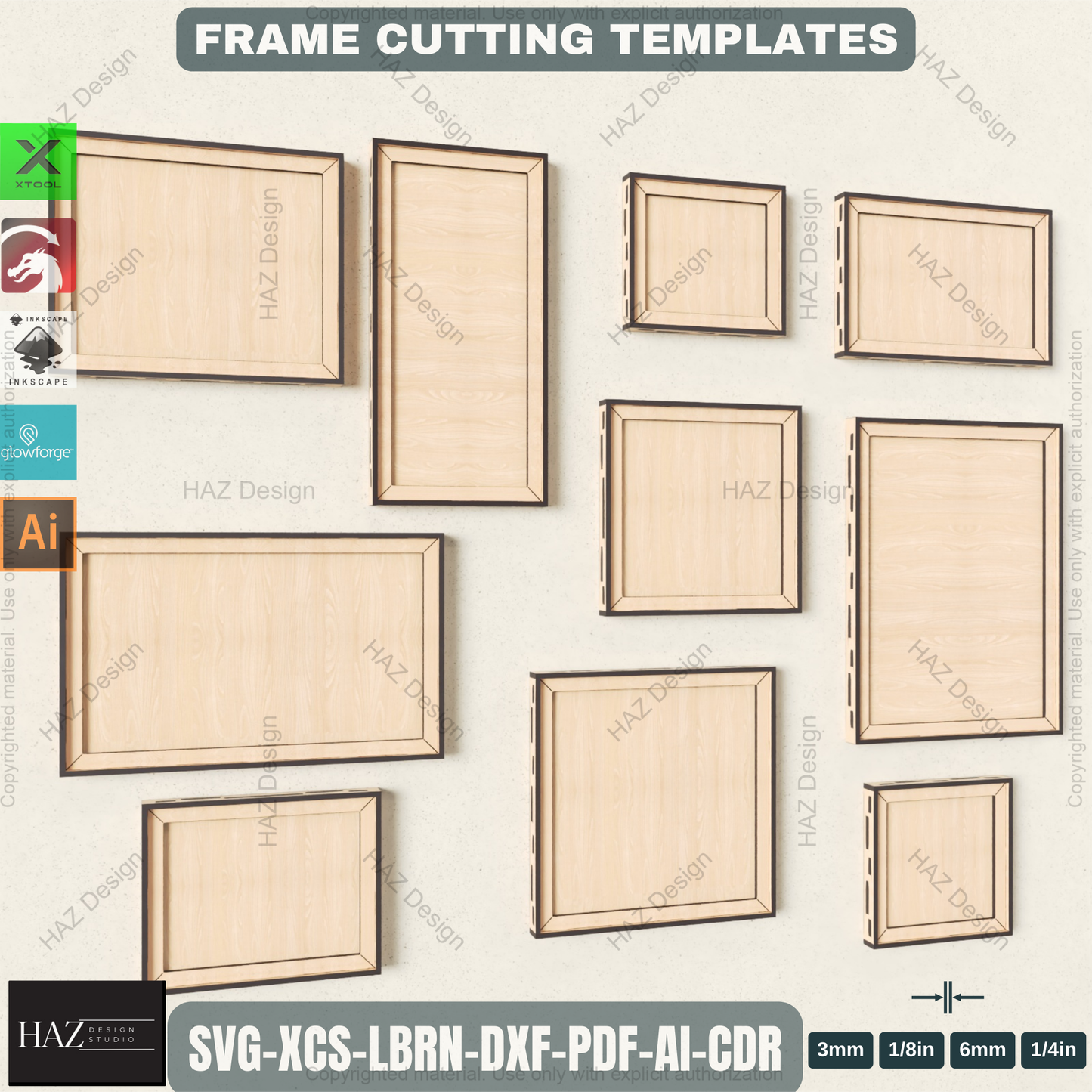 Laser Cut Frame Bundle: 10 Sizes | Square & Rectangle Photo Display Templates 452