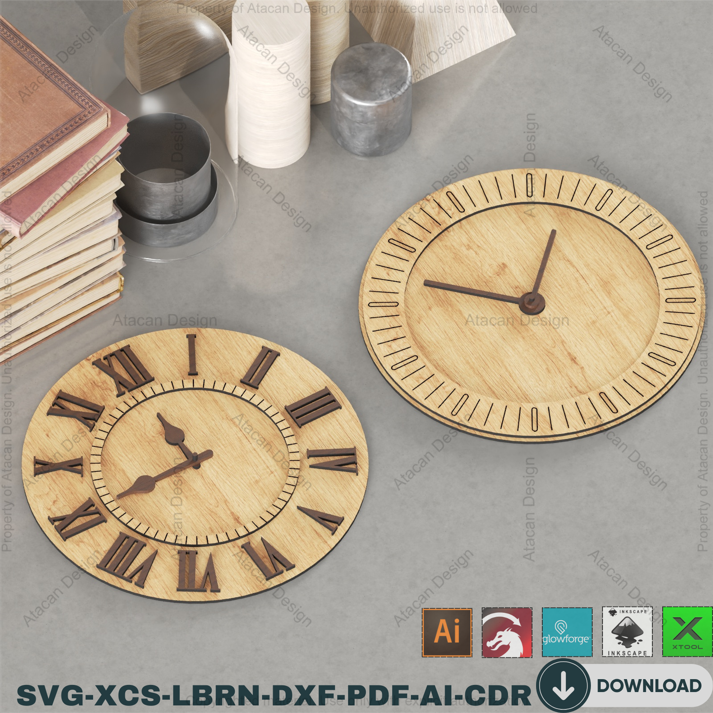 Ultimate Clock Vector Pack, Laser Cutting Designs, DIY Wall Art Files, CNC Pattern for Glowforge & Xtool 899
