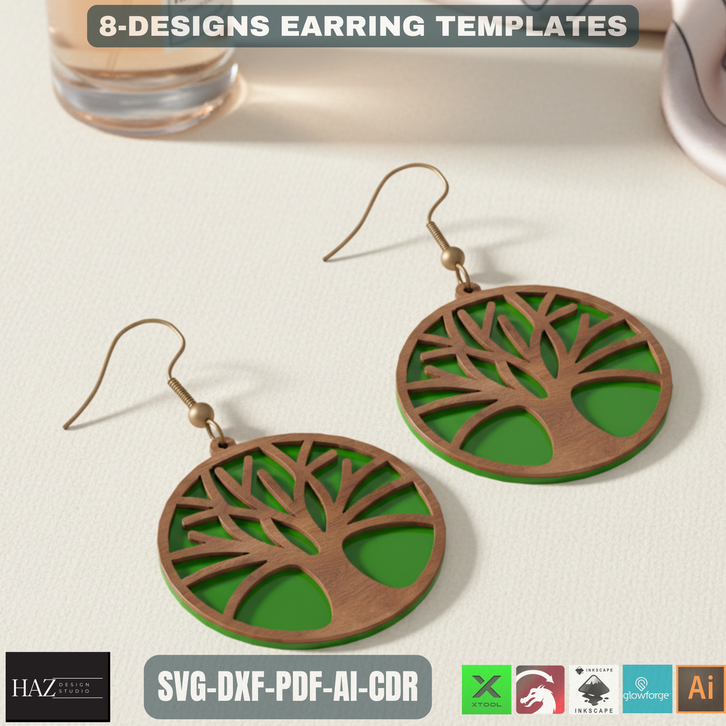 Laser Cut Earring SVG Bundle, Unique Wood Earring Designs, DIY Jewelry Files for Laser Cutter 478