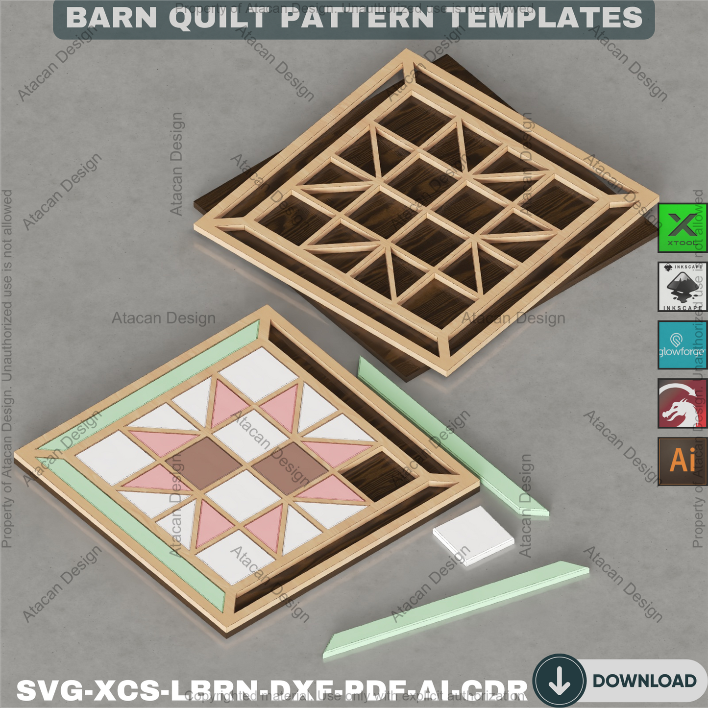 Festive Christmas Quilt Blocks SVG Bundle • Rustic Farmhouse Laser Cut Decor • Holiday Wall Art Coaster Templates • DIY Noel Craft Project 893