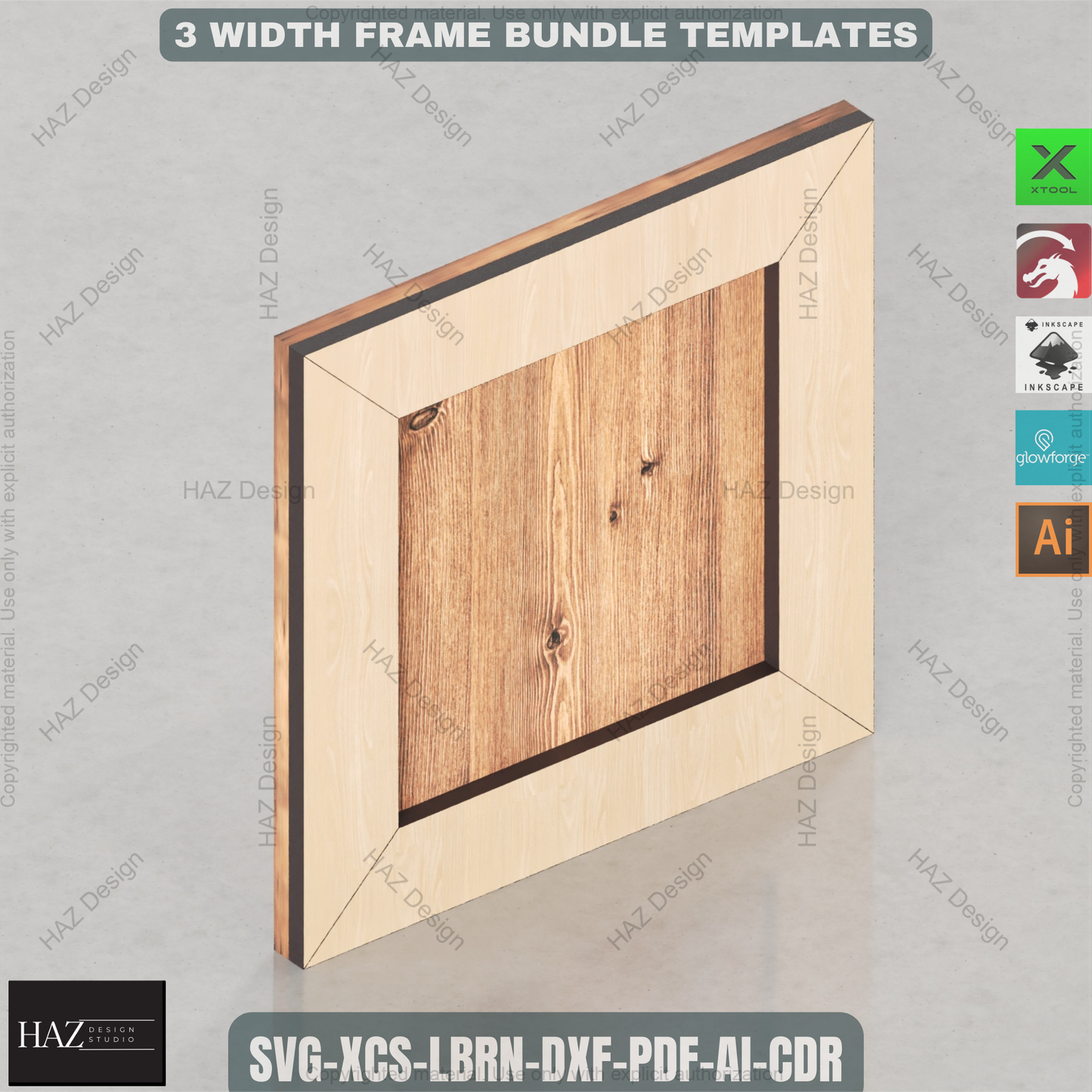 45 Degree Angle Cut Wood Frames / Different Sizes Picture Frame SVG DXF CDR Ai files 028