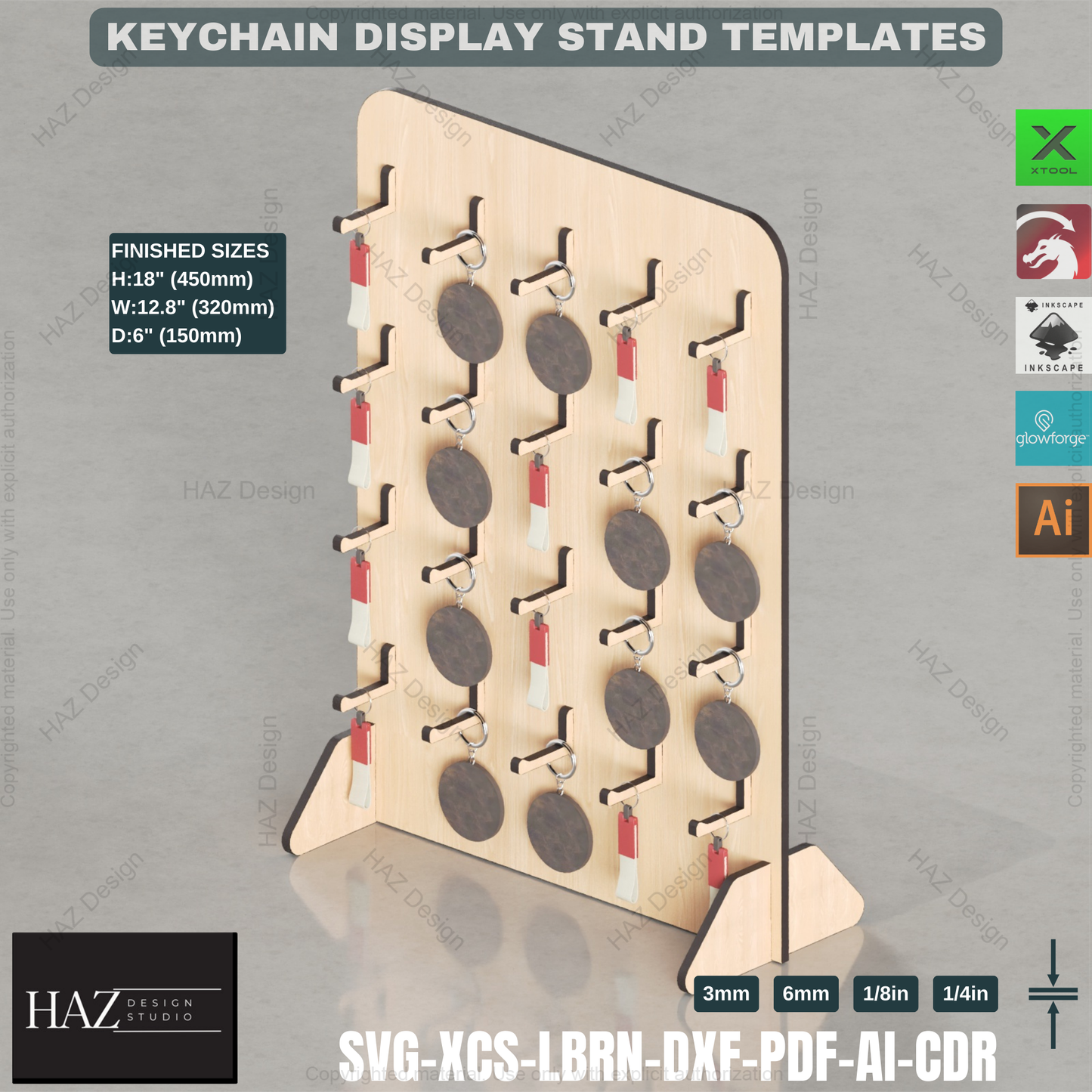 Keychain Display Stand Template - Laser Cut Files - Craft Show Ready 413