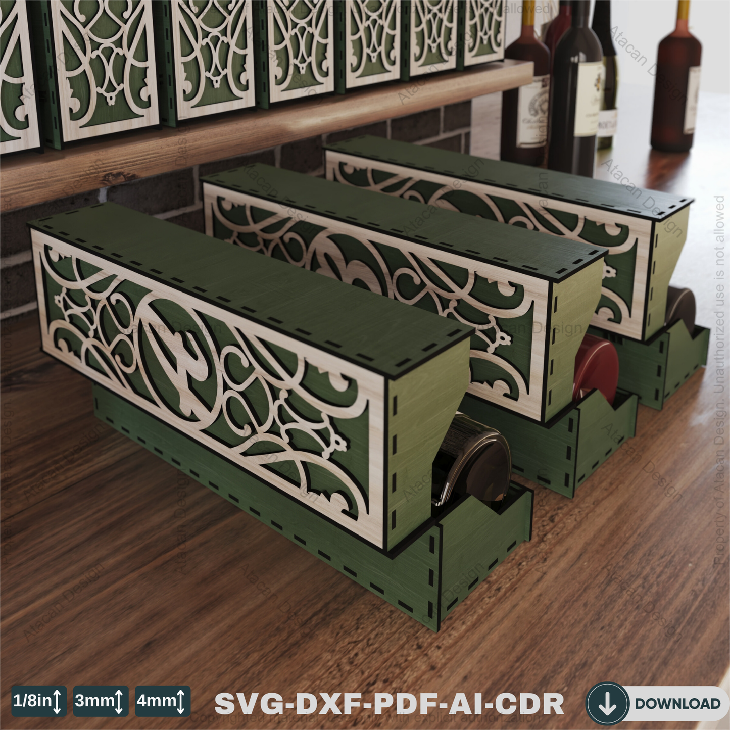 Elegant Wooden Wine Box Set with All Alphabet Letters – Perfect for Laser Cutting & Gift Packaging 798